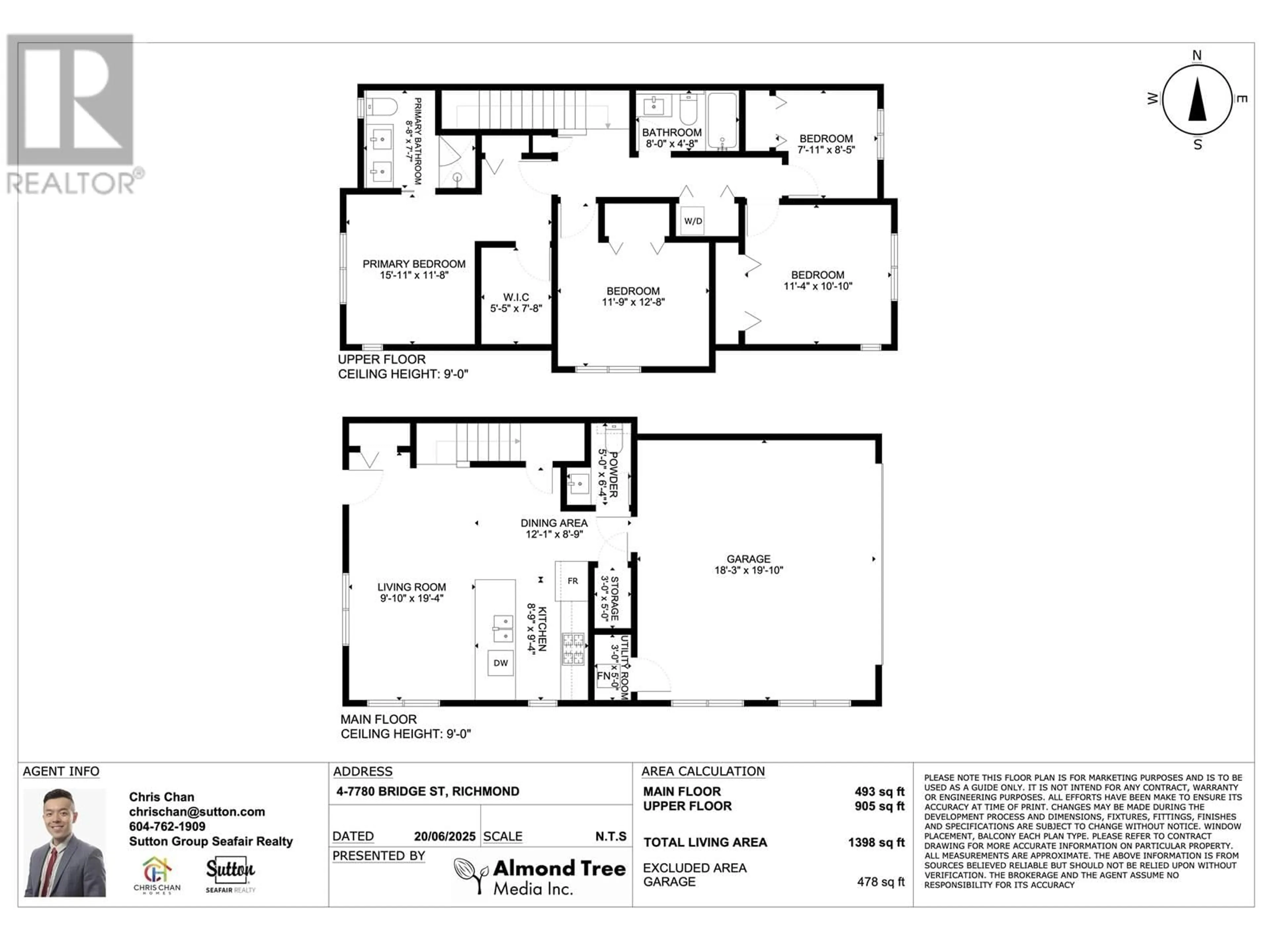 Floor plan for 4 - 7780 BRIDGE STREET, Richmond British Columbia V6Y0L2