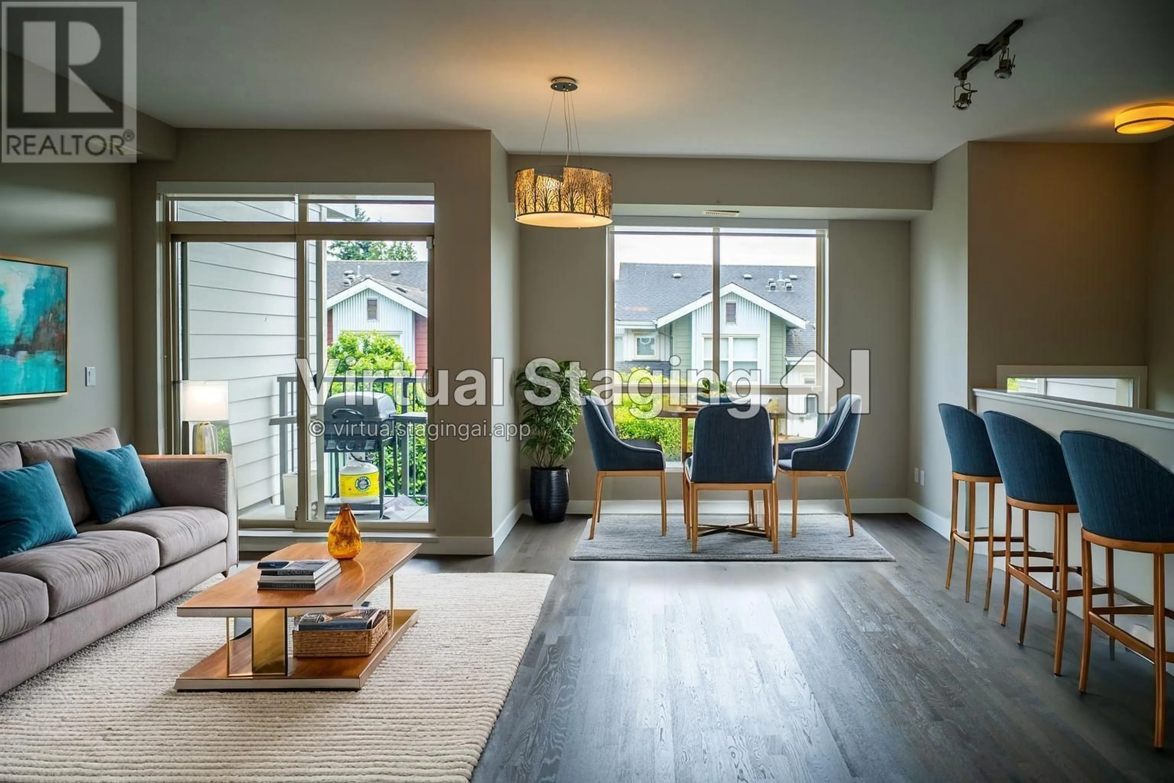 Living room with furniture, wood/laminate floor for 48 - 10133 RIVER DRIVE, Richmond British Columbia V6X0K8