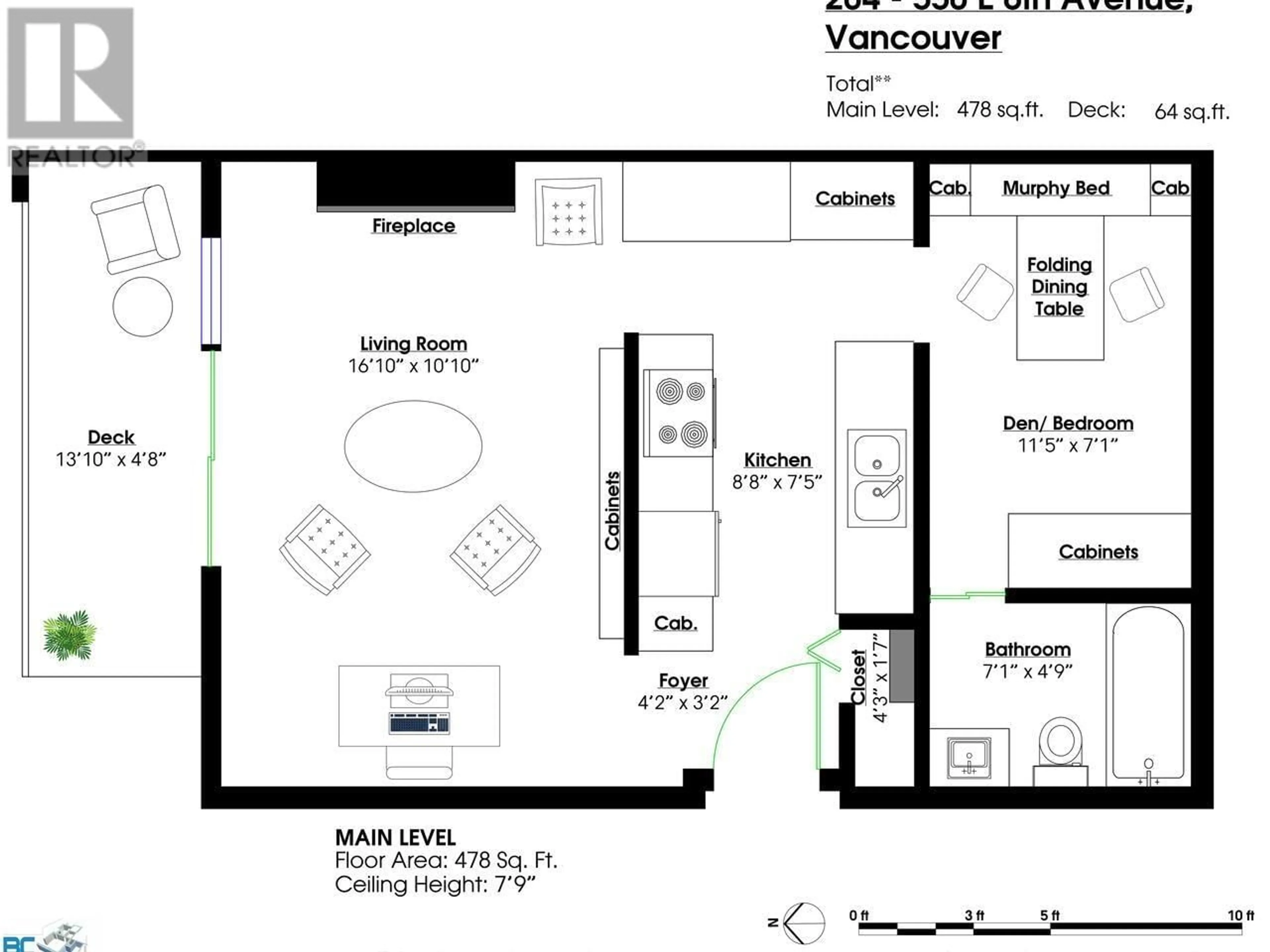Floor plan for 204 - 550 6TH AVENUE, Vancouver British Columbia V5T4H2