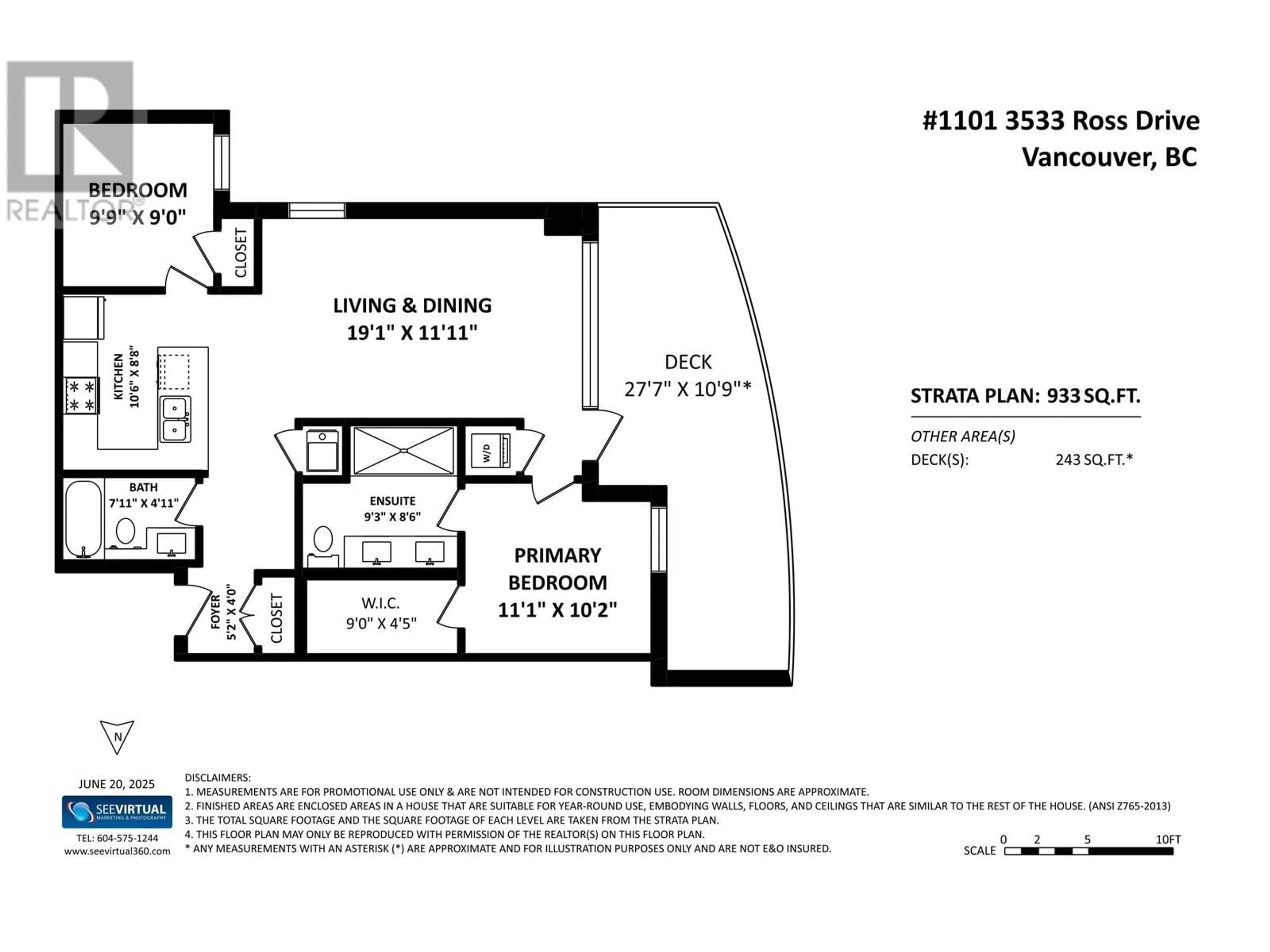 Floor plan for 1101 - 3533 ROSS DRIVE, Vancouver British Columbia V6S0L3
