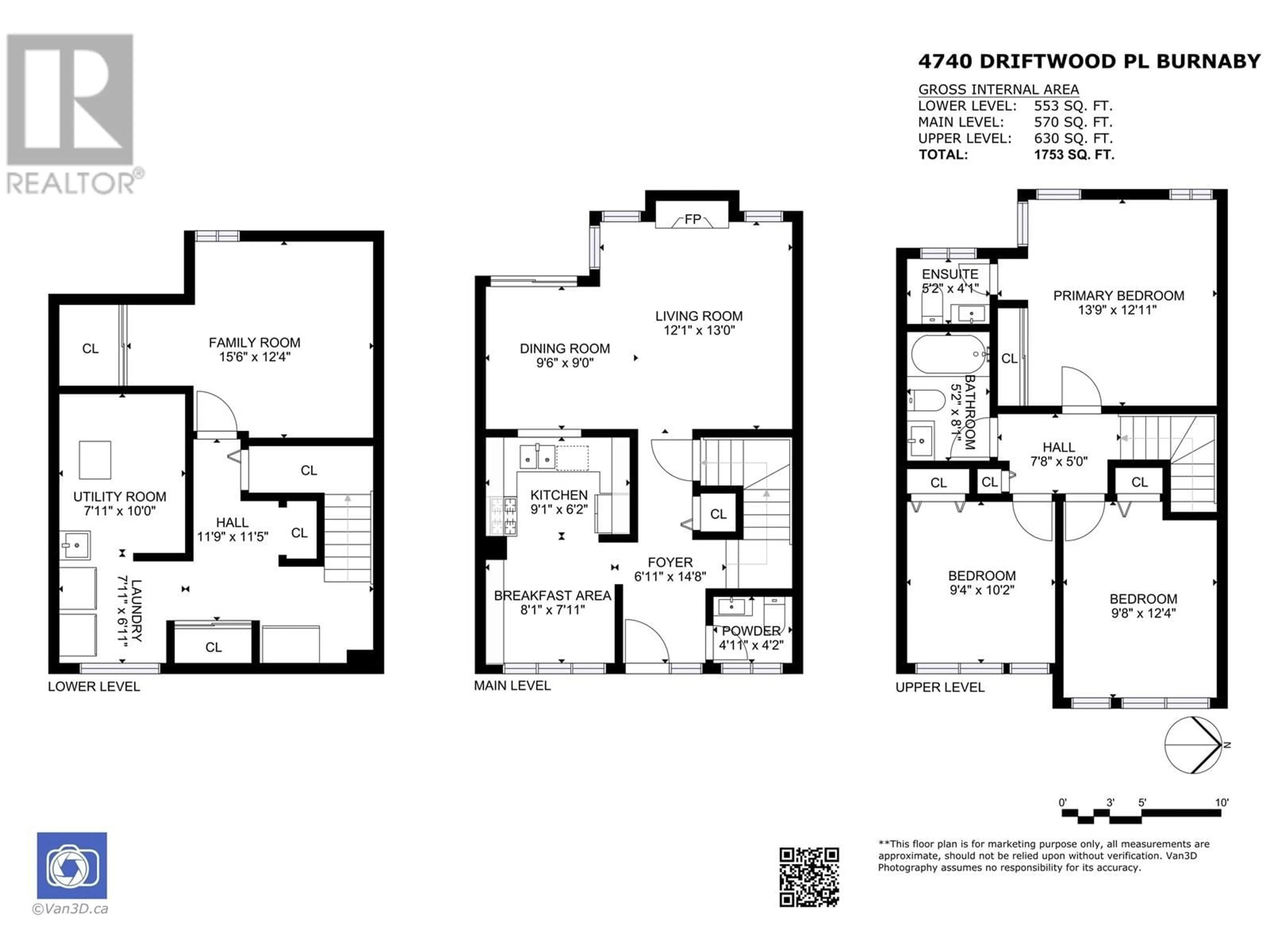 Floor plan for 4740 DRIFTWOOD PLACE, Burnaby British Columbia V5G4E3
