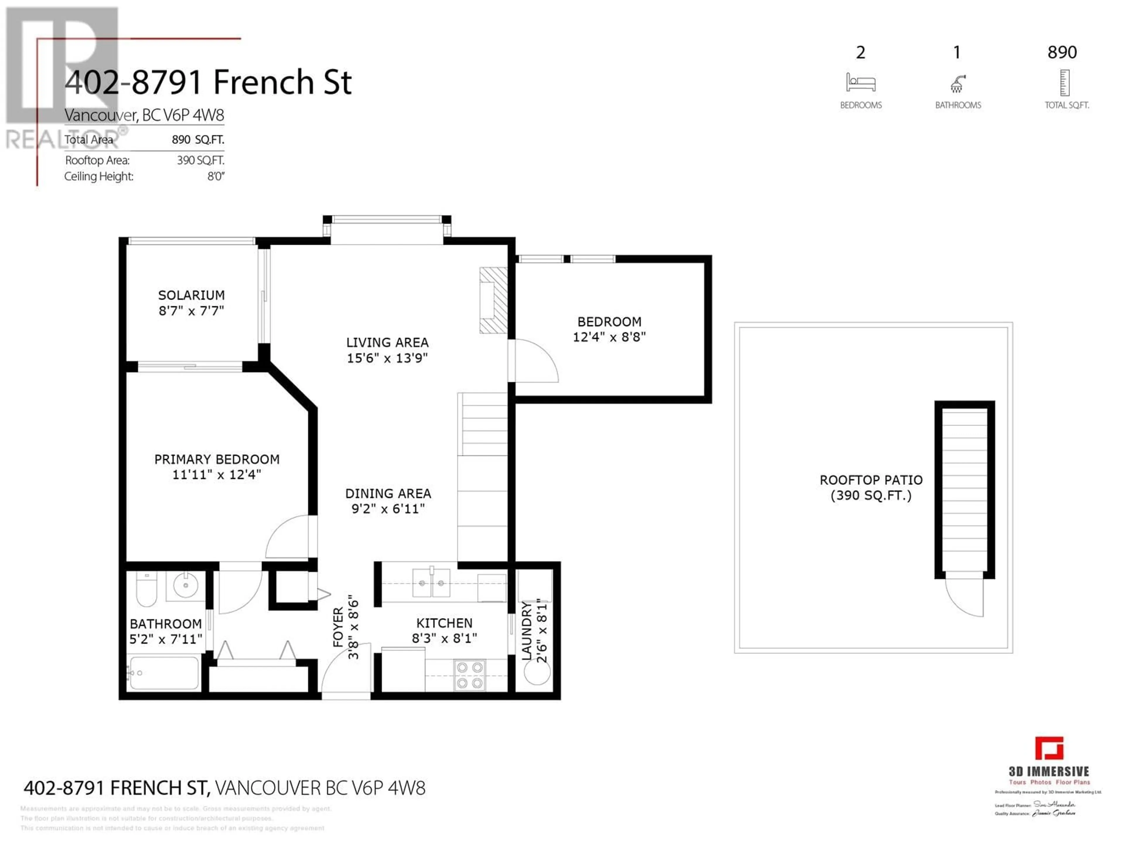 Floor plan for 402 - 8791 FRENCH STREET, Vancouver British Columbia V6P4W8