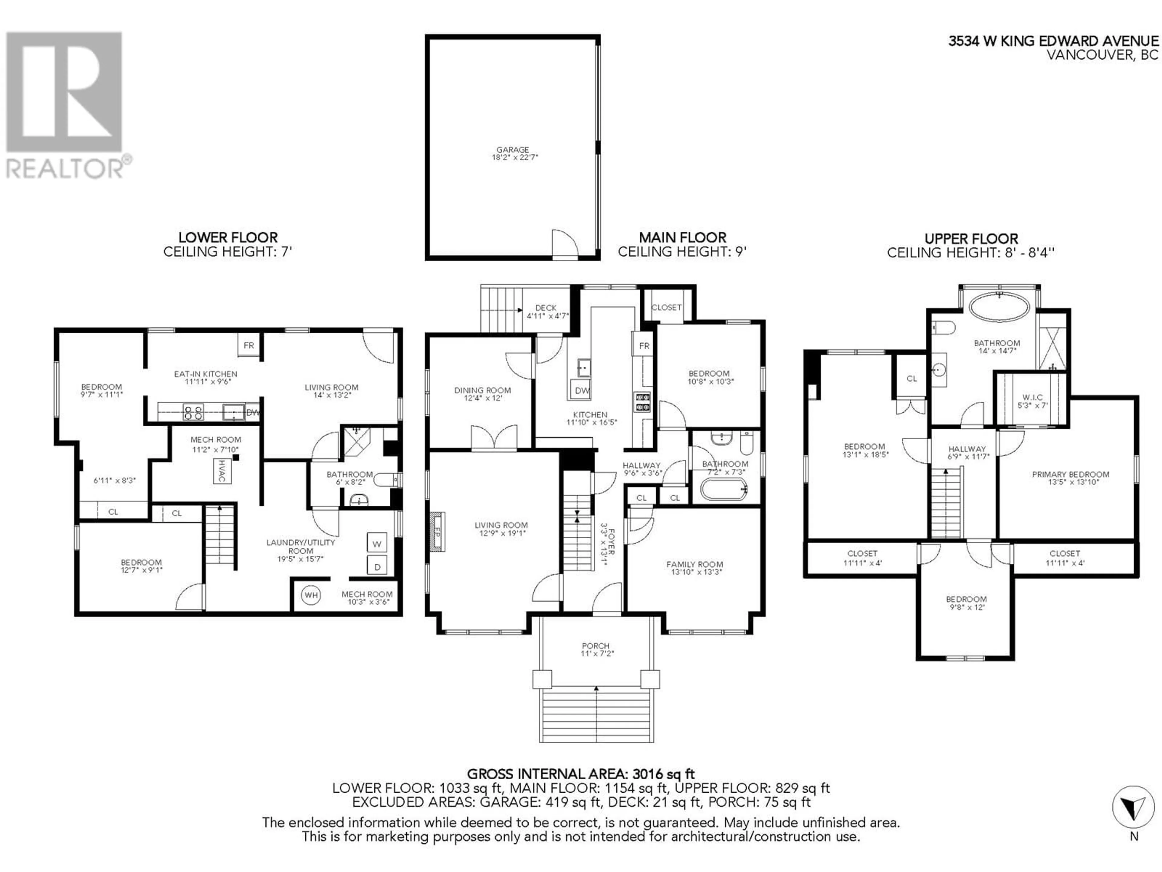 Floor plan for 3534 KING EDWARD AVENUE, Vancouver British Columbia V6S1M5