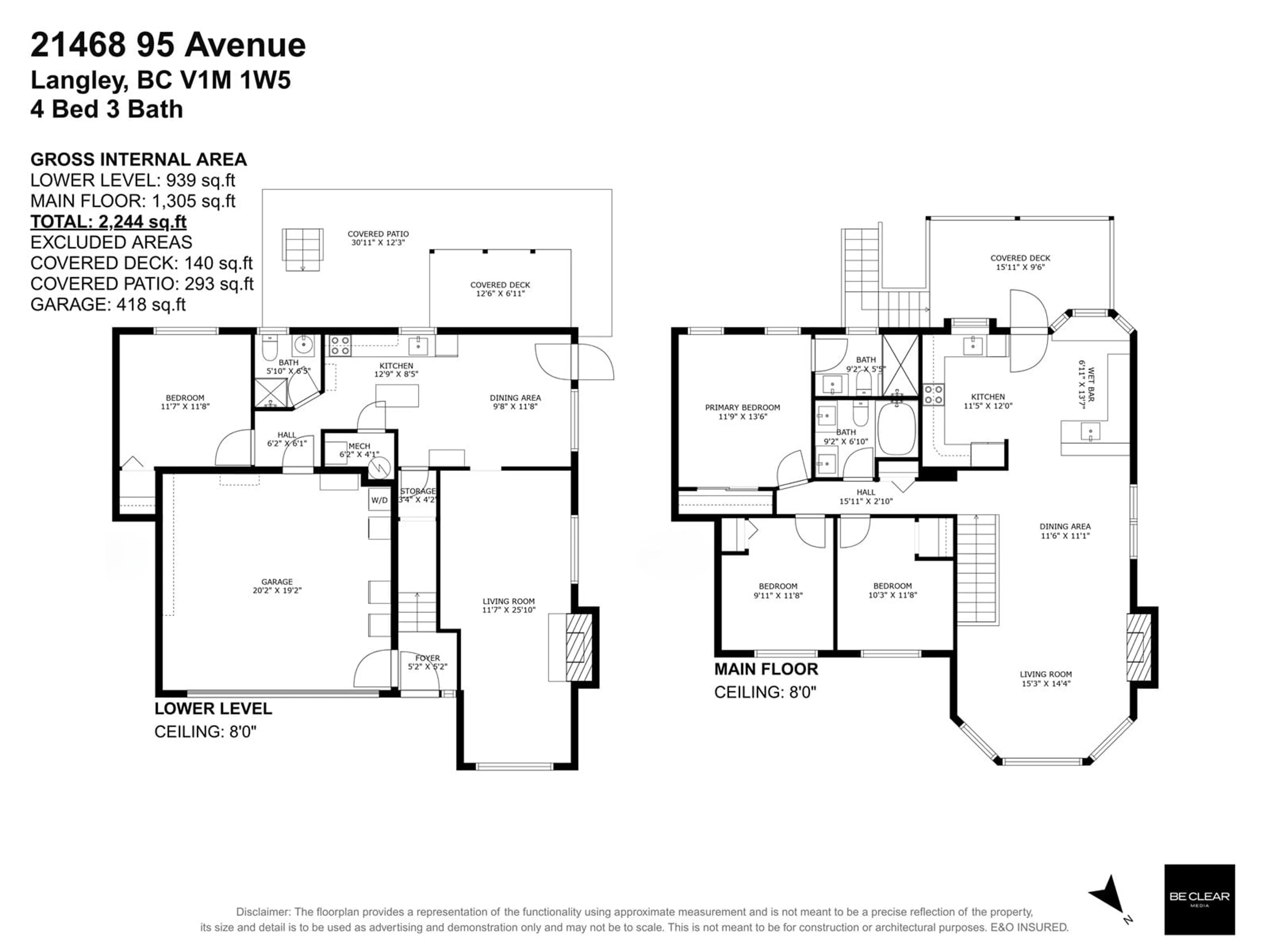 Floor plan for 21468 95, Langley British Columbia V1M1W5