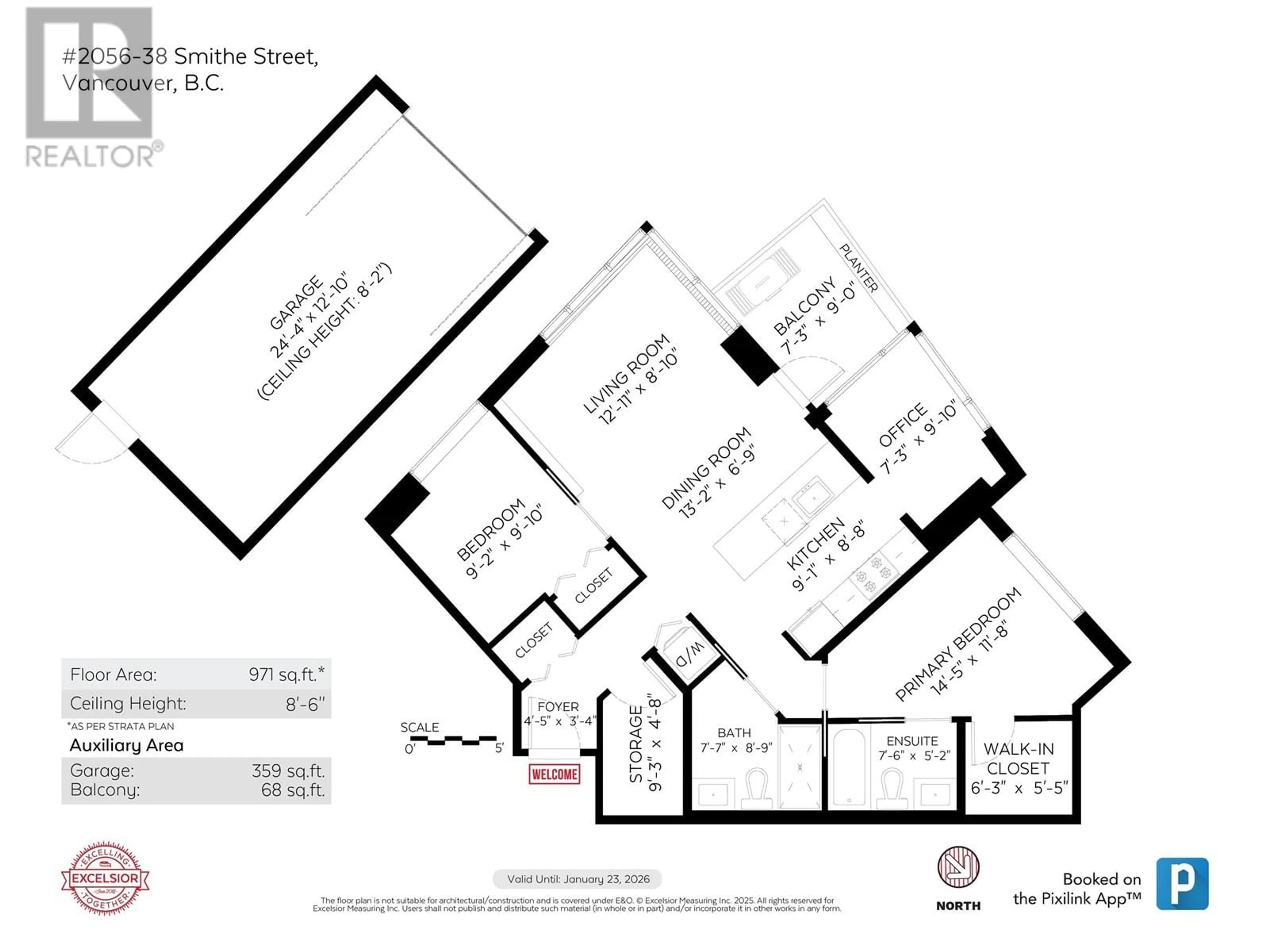 Floor plan for 2056 - 38 SMITHE STREET, Vancouver British Columbia V6B0P3