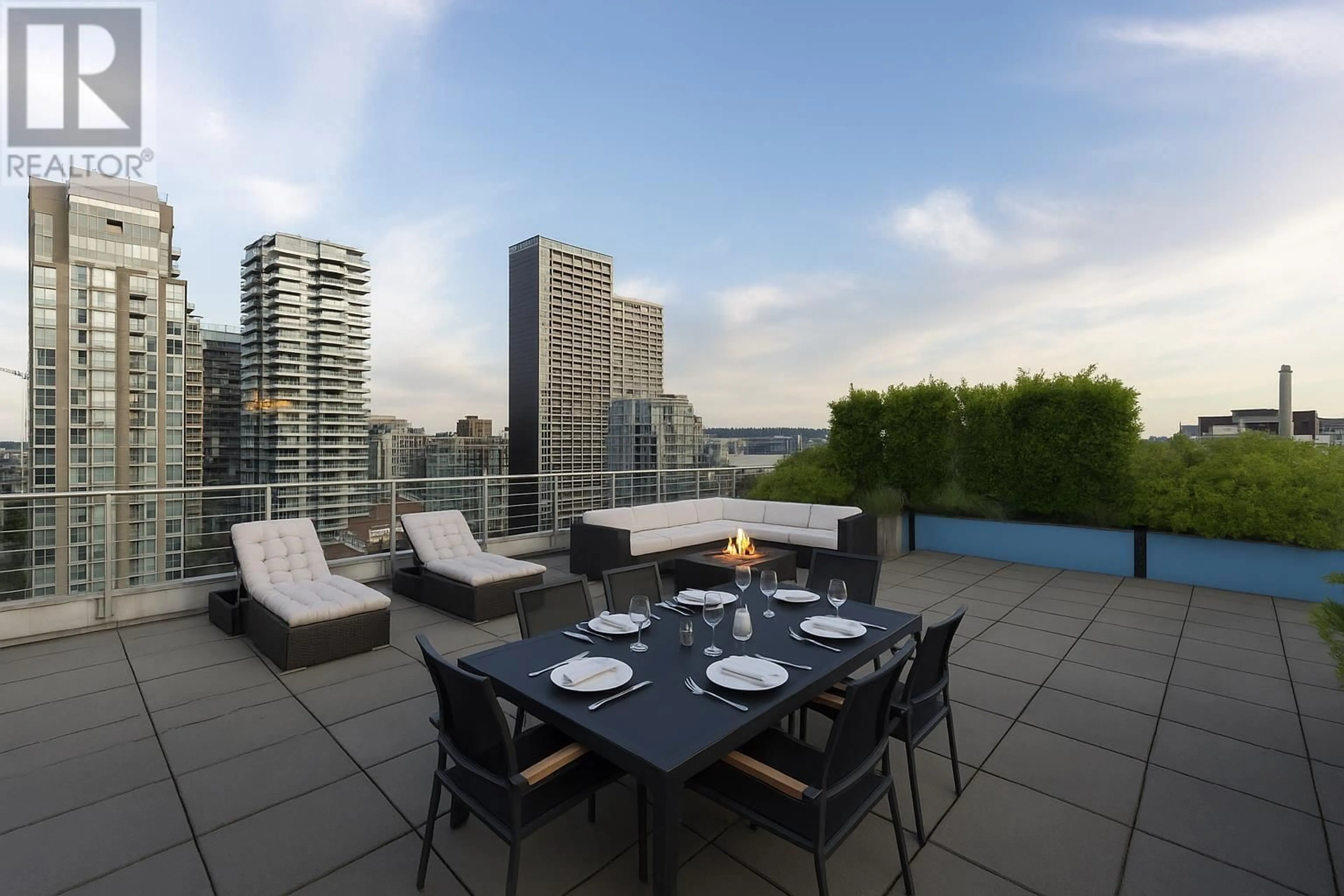Patio, city buildings view from balcony for 1802 - 1009 HARWOOD STREET, Vancouver British Columbia V6B0C2