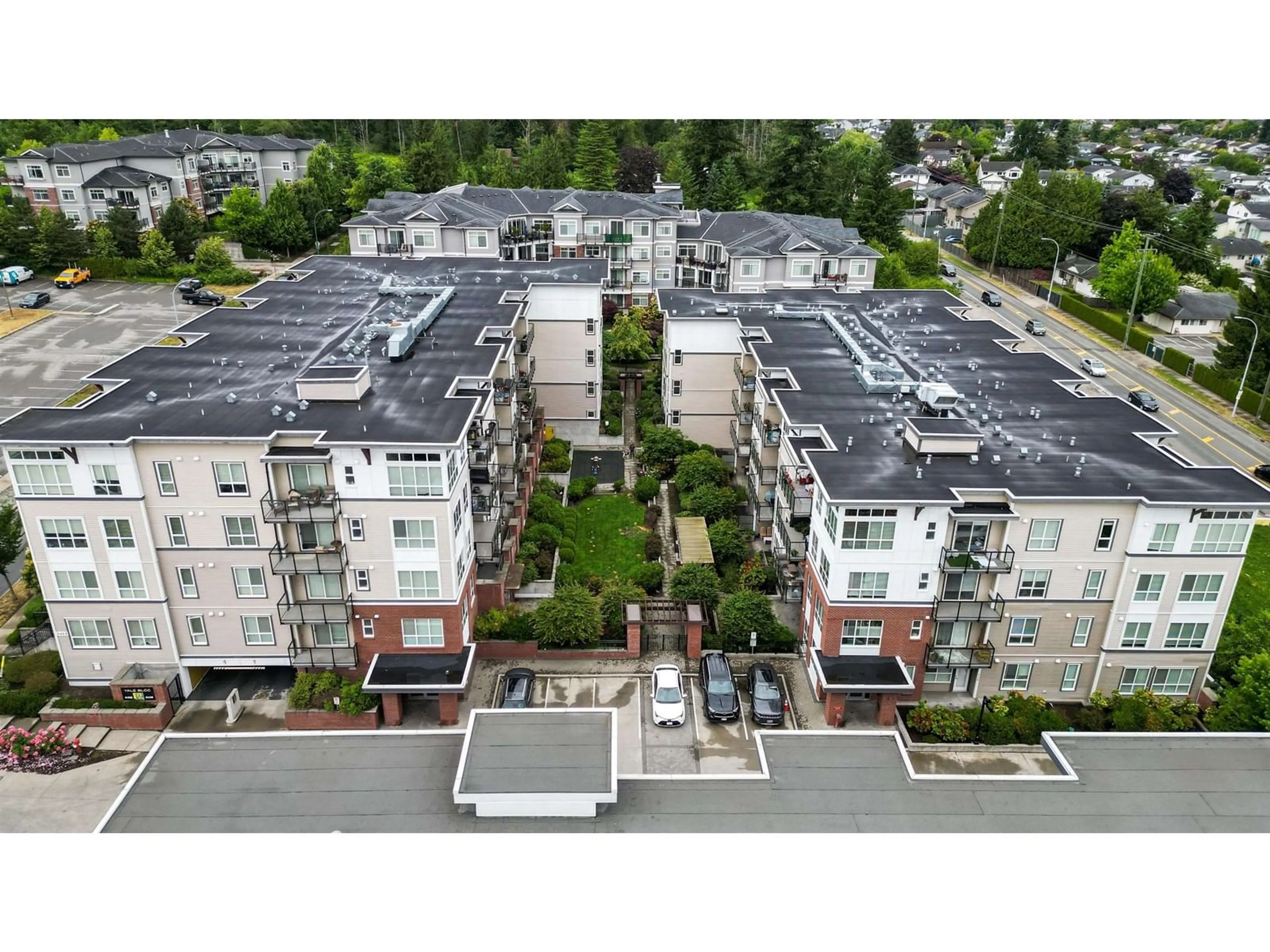 A pic from outside/outdoor area/front of a property/back of a property/a pic from drone, city buildings view from balcony for 108 - 6468 195A, Surrey British Columbia V4N6T1