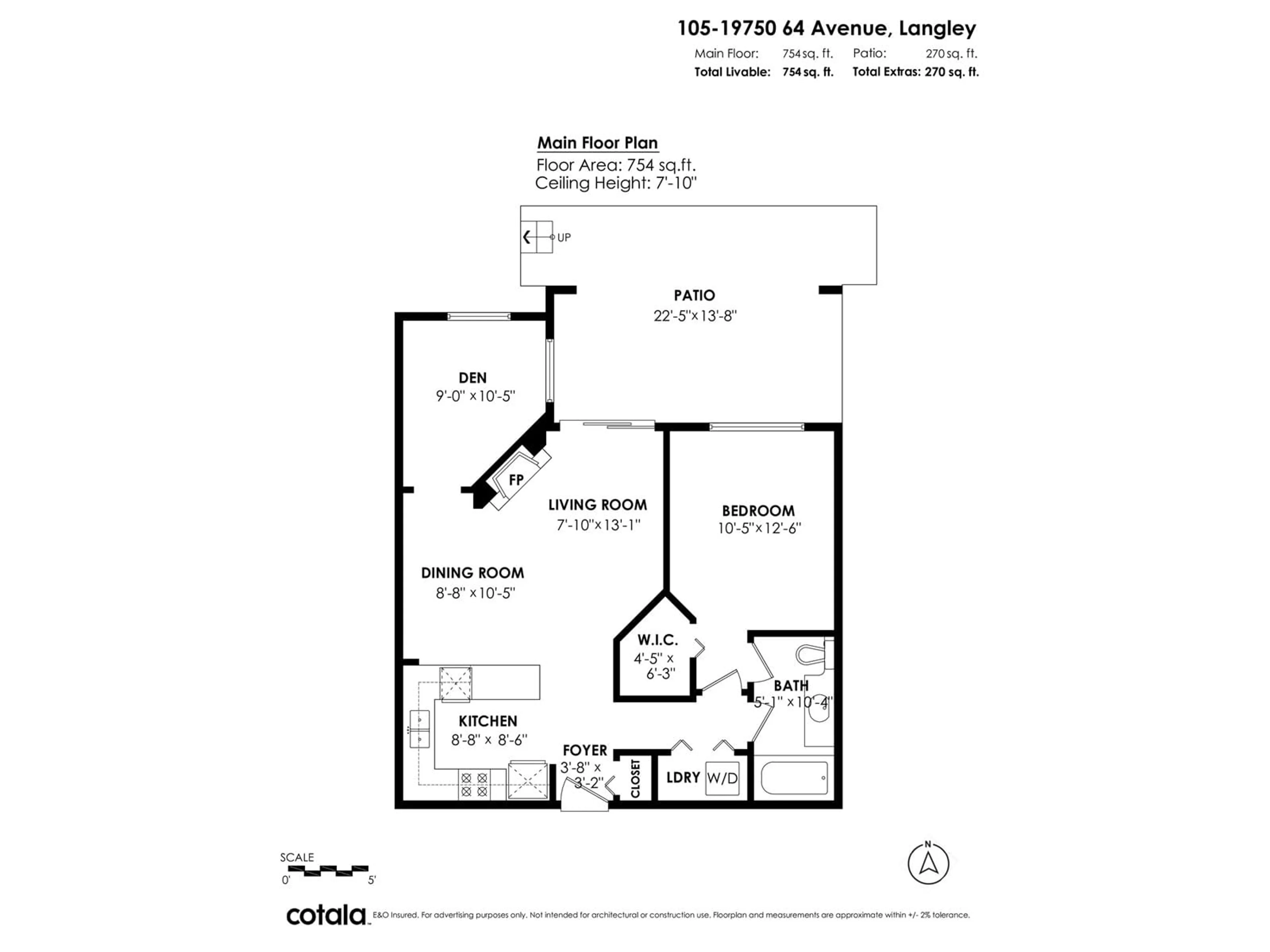 Floor plan for 105 - 19750 64, Langley British Columbia V2Y2T1