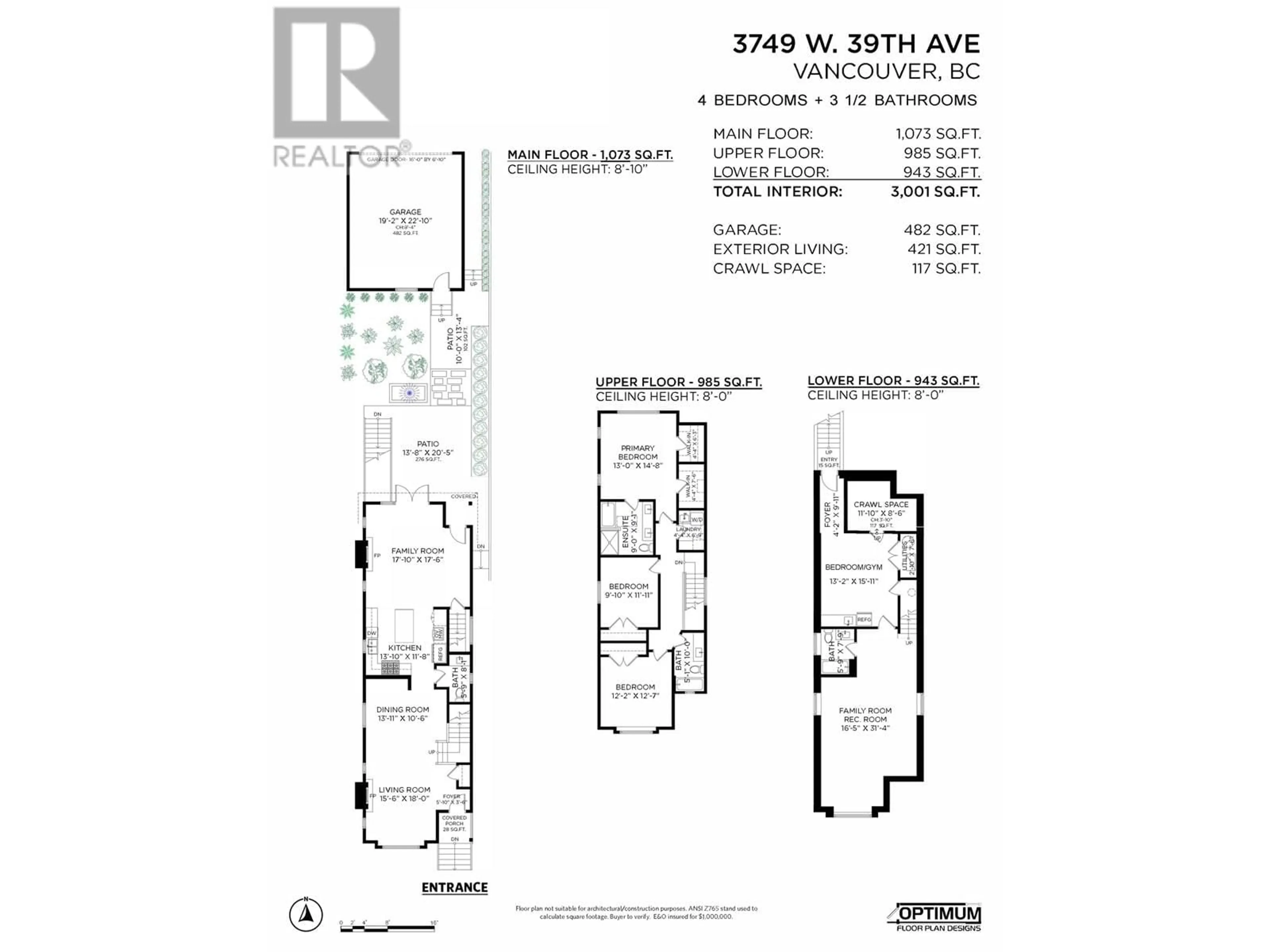 Floor plan for 3749 39TH AVENUE, Vancouver British Columbia V6N3A6