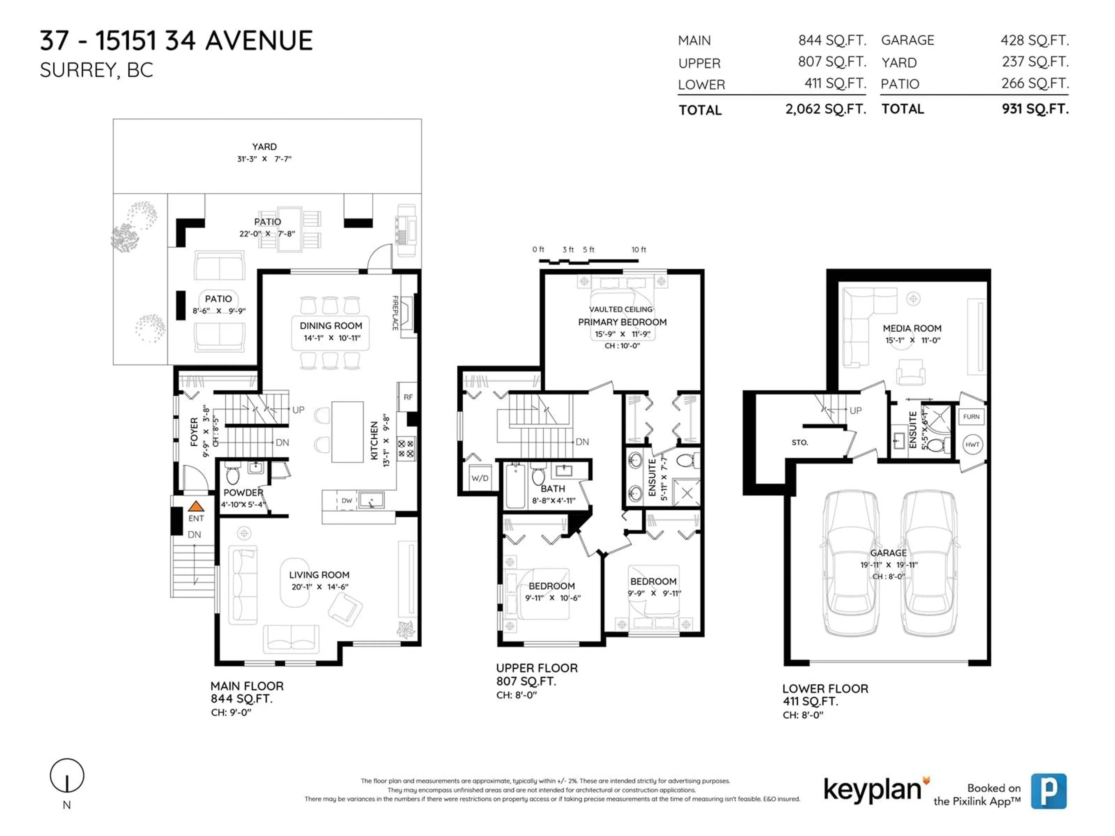 Floor plan for 37 - 15151 34, Surrey British Columbia V3Z4P5