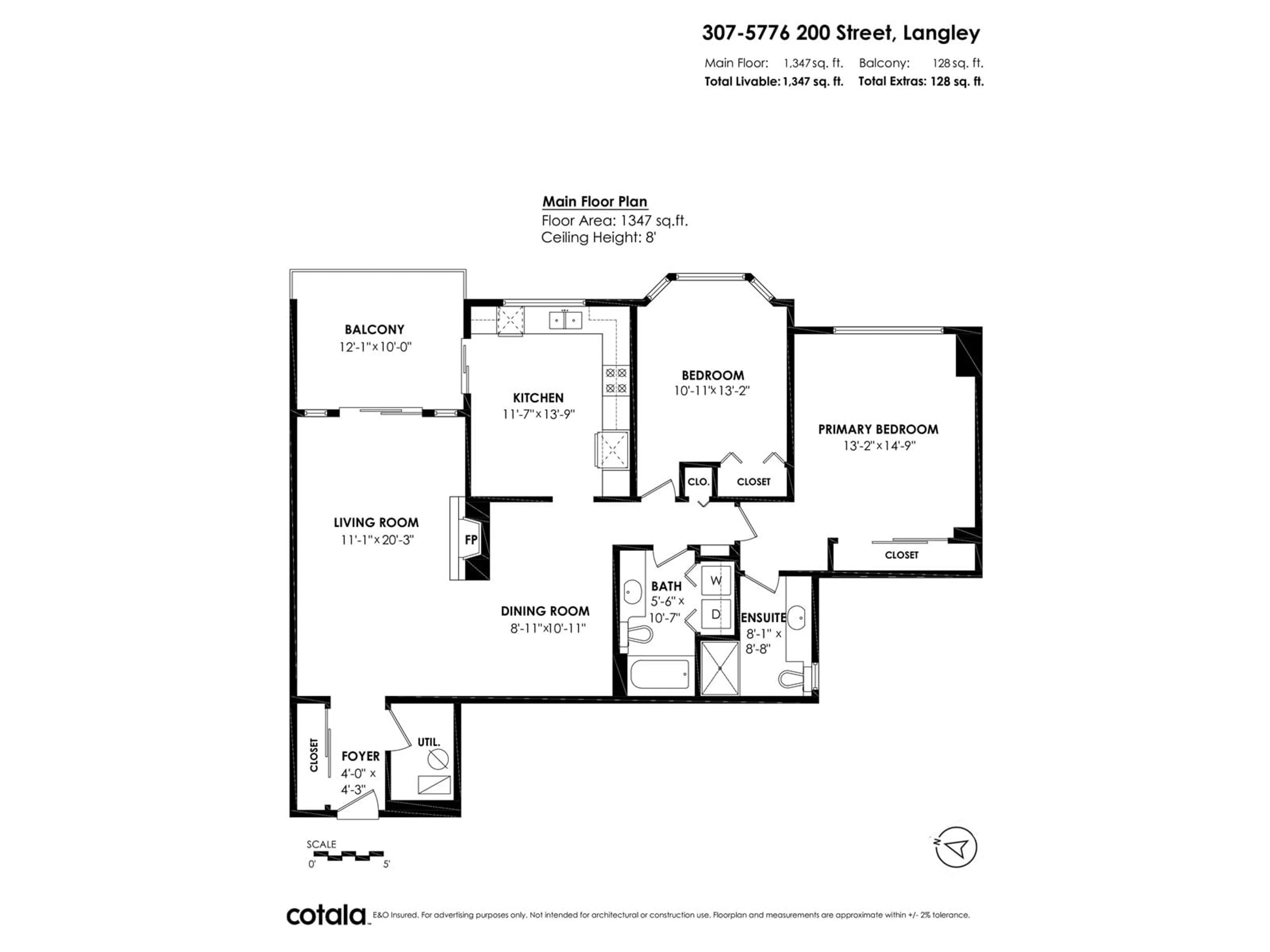 Floor plan for 307 - 5776 200, Langley British Columbia V3A1M8