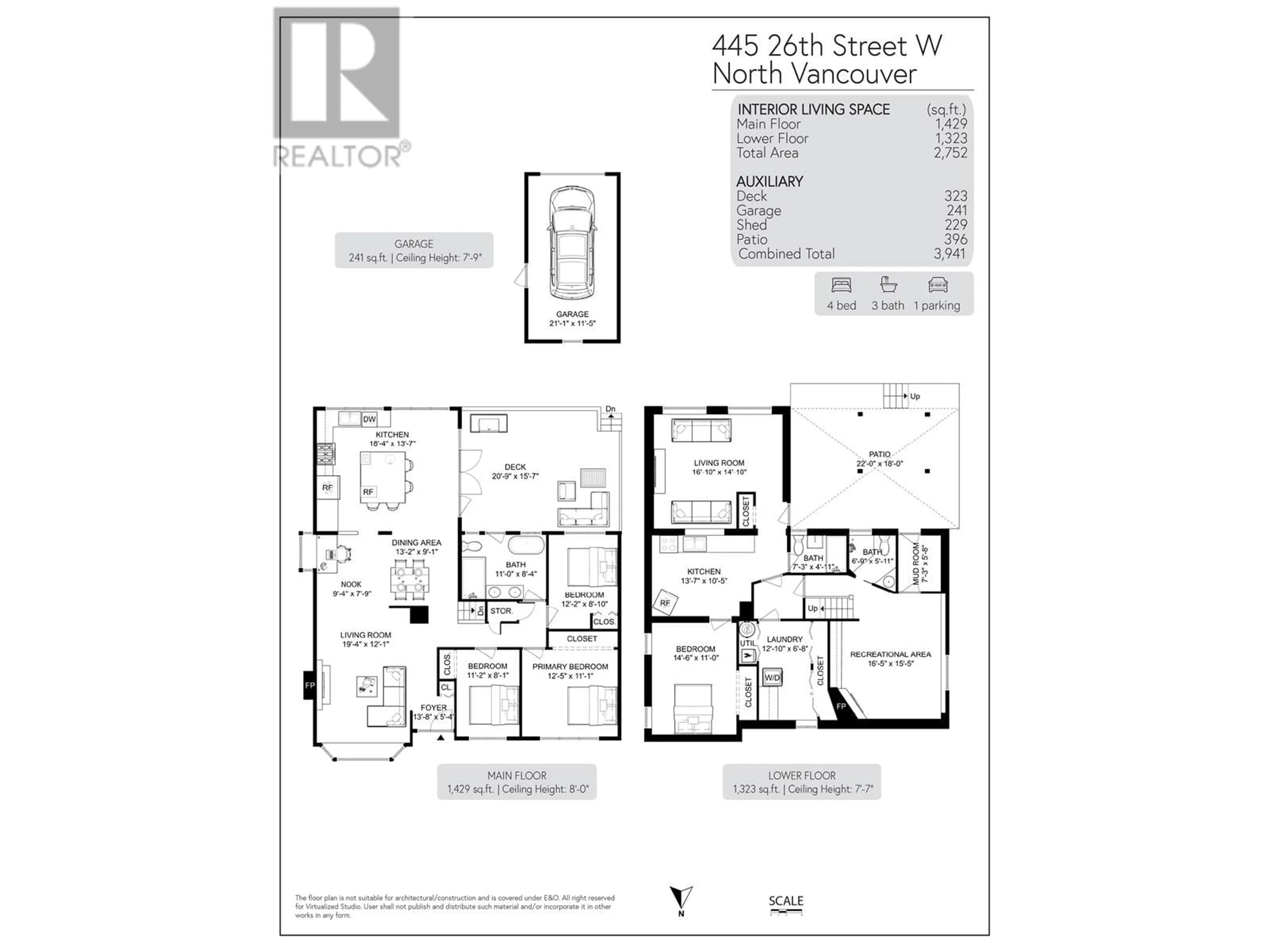 Floor plan for 445 26TH STREET, North Vancouver British Columbia V7N2G9