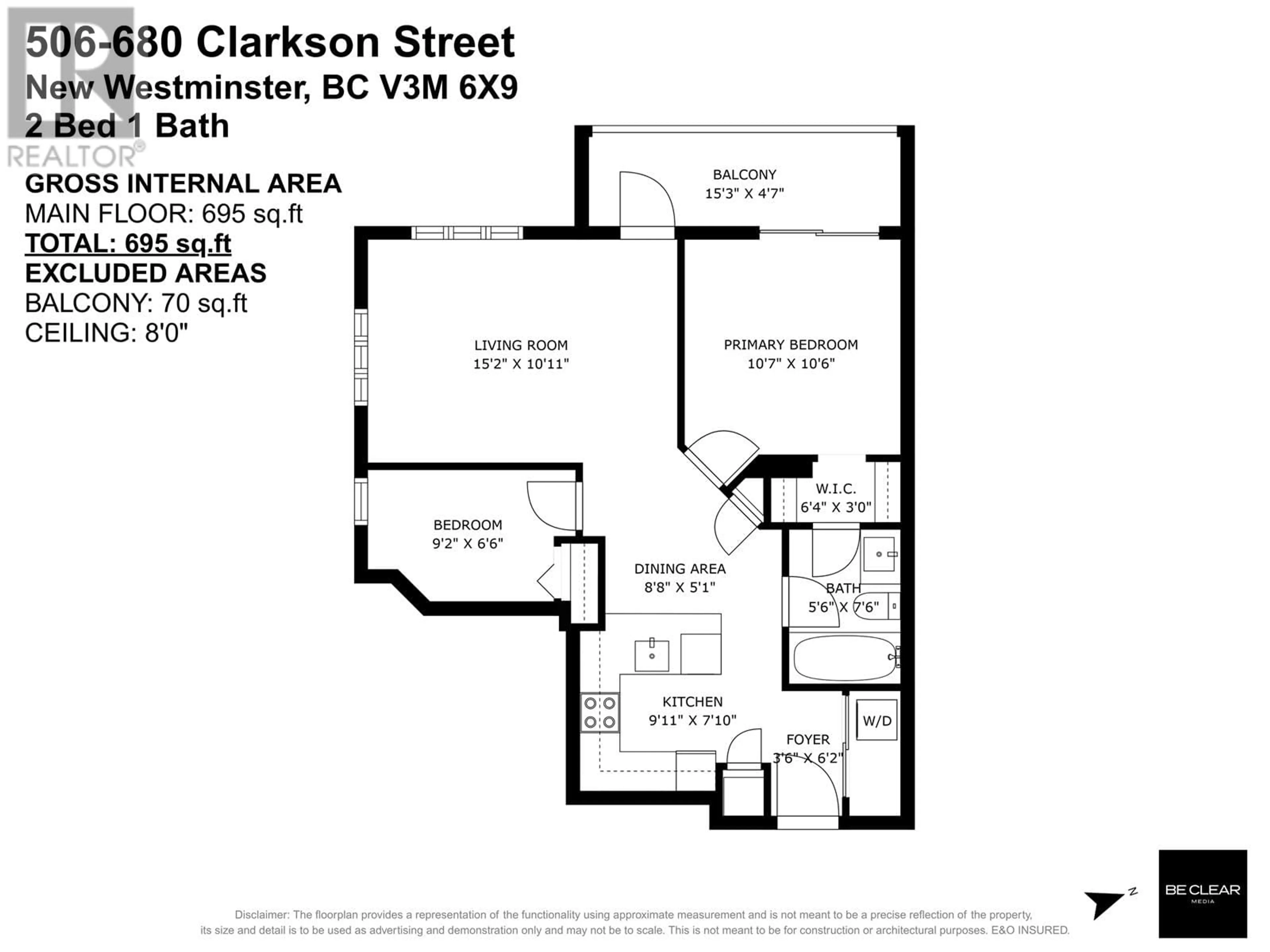 Floor plan for 506 - 680 CLARKSON STREET, New Westminster British Columbia V3M6X9