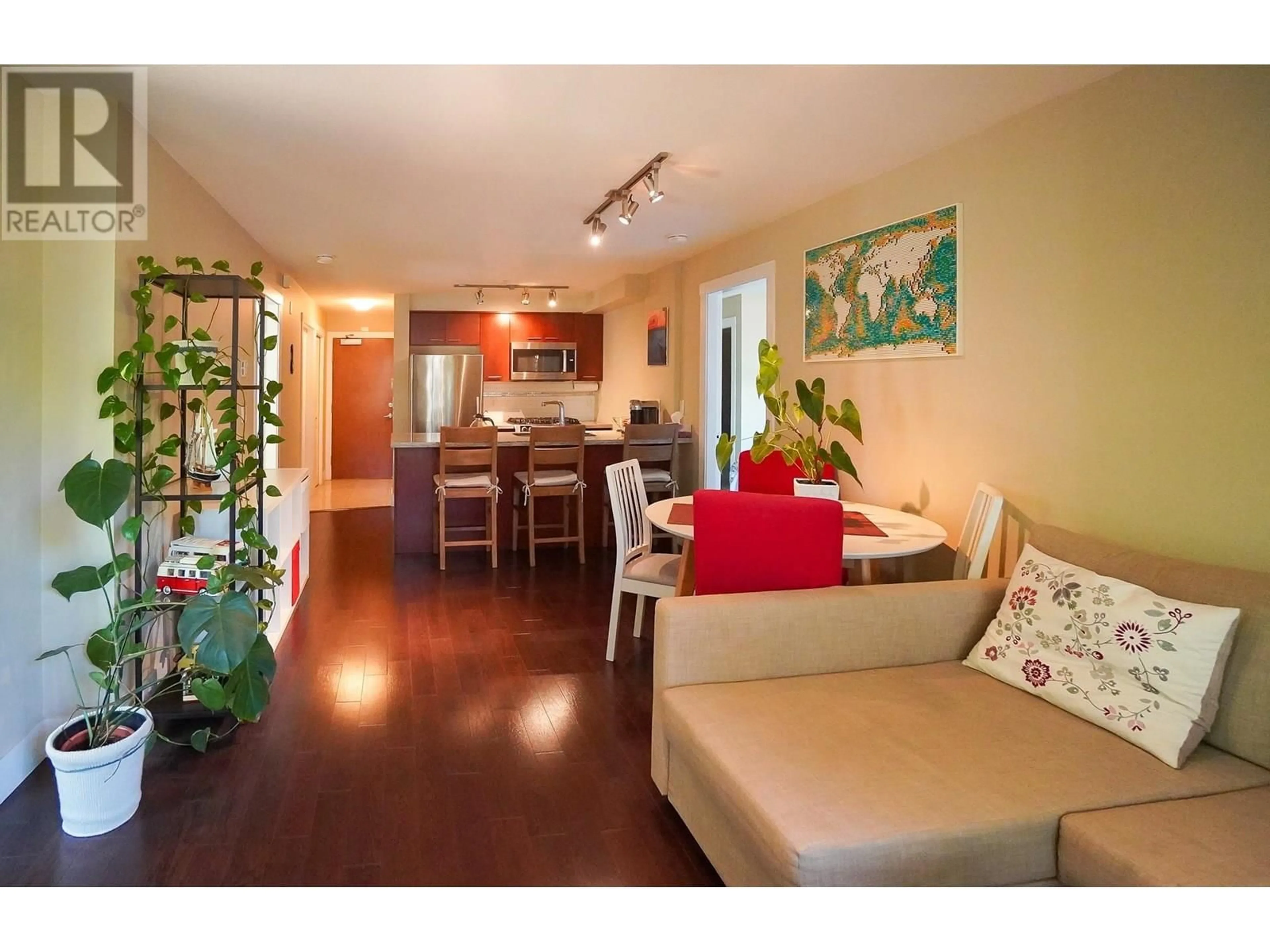 Living room with furniture, wood/laminate floor for 206 - 3839 4TH AVENUE, Vancouver British Columbia V6R1P8