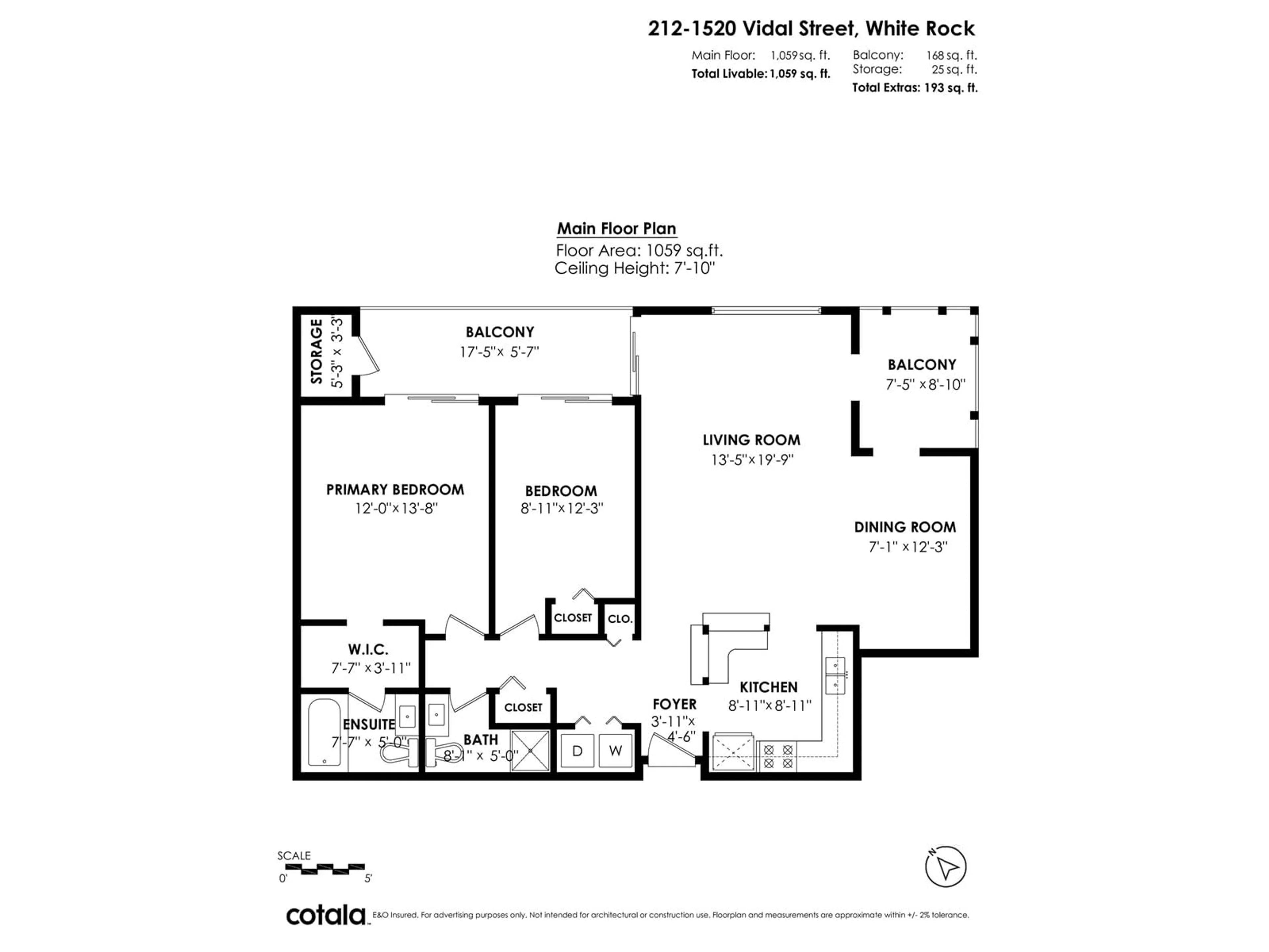 Floor plan for 212 - 1520 VIDAL, Surrey British Columbia V4B3T7
