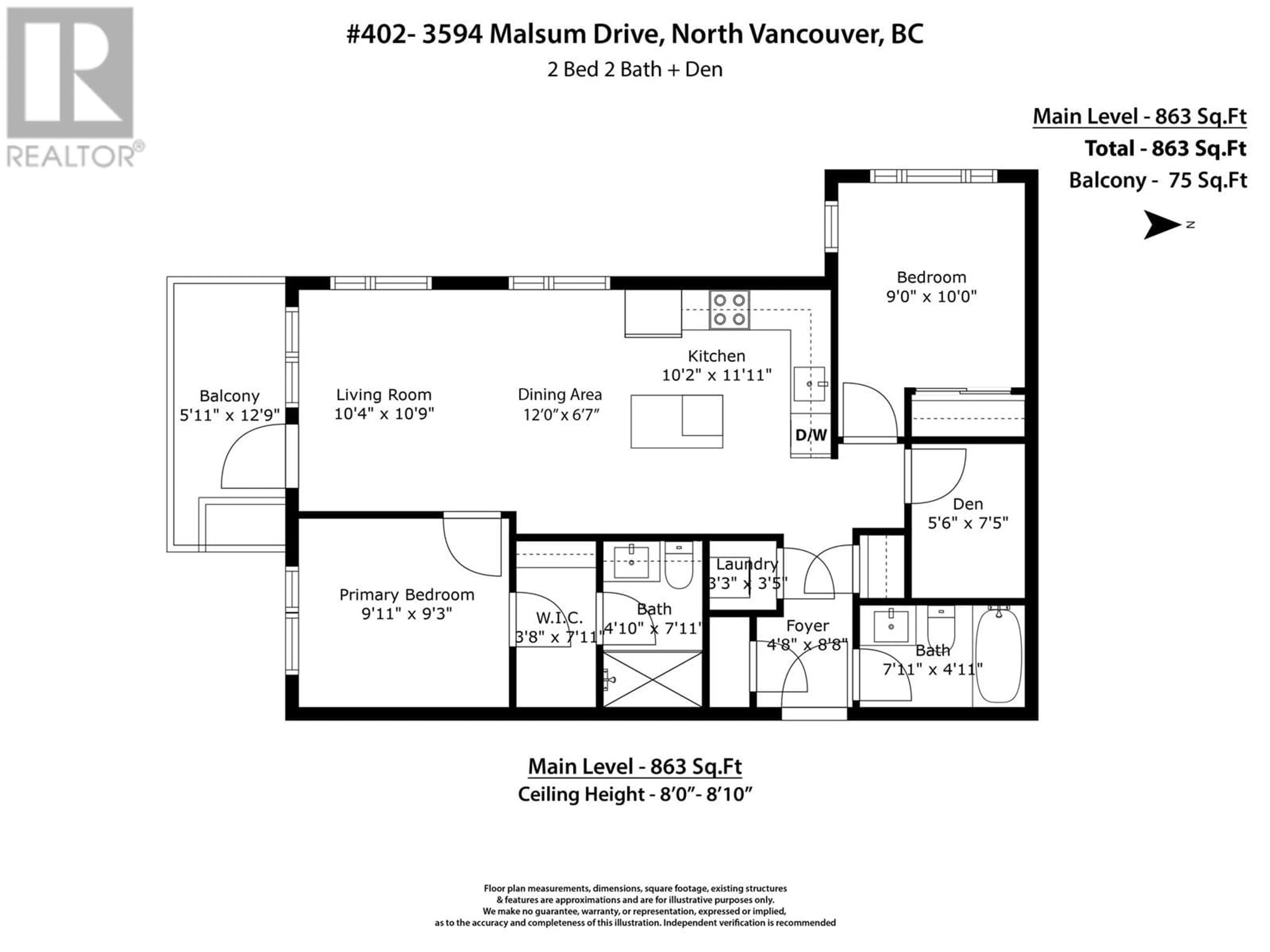 Floor plan for 404 - 3594 MALSUM DRIVE, North Vancouver British Columbia V7G0B4