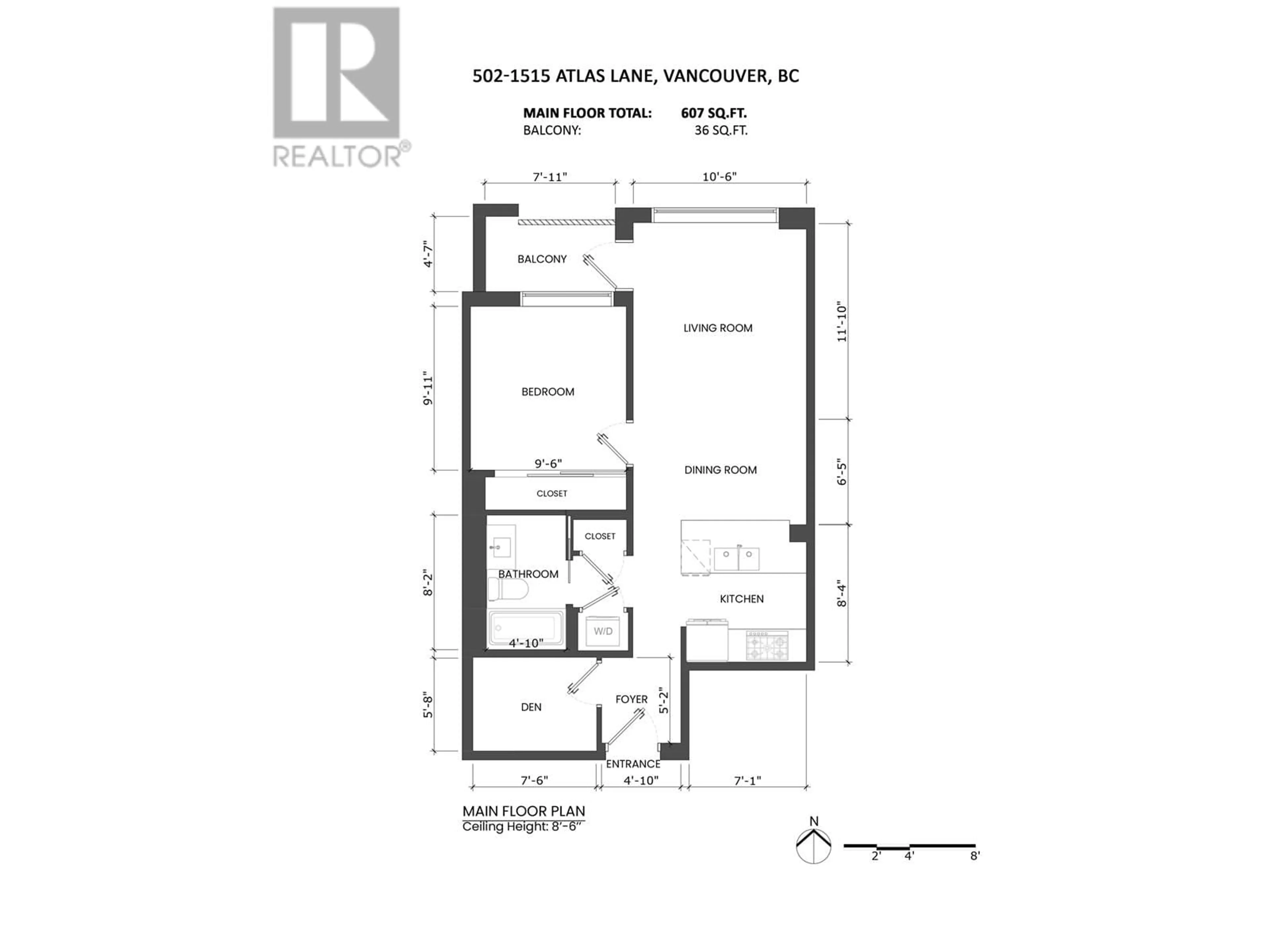 Floor plan for 502 - 1515 ATLAS LANE, Vancouver British Columbia V6P0C9