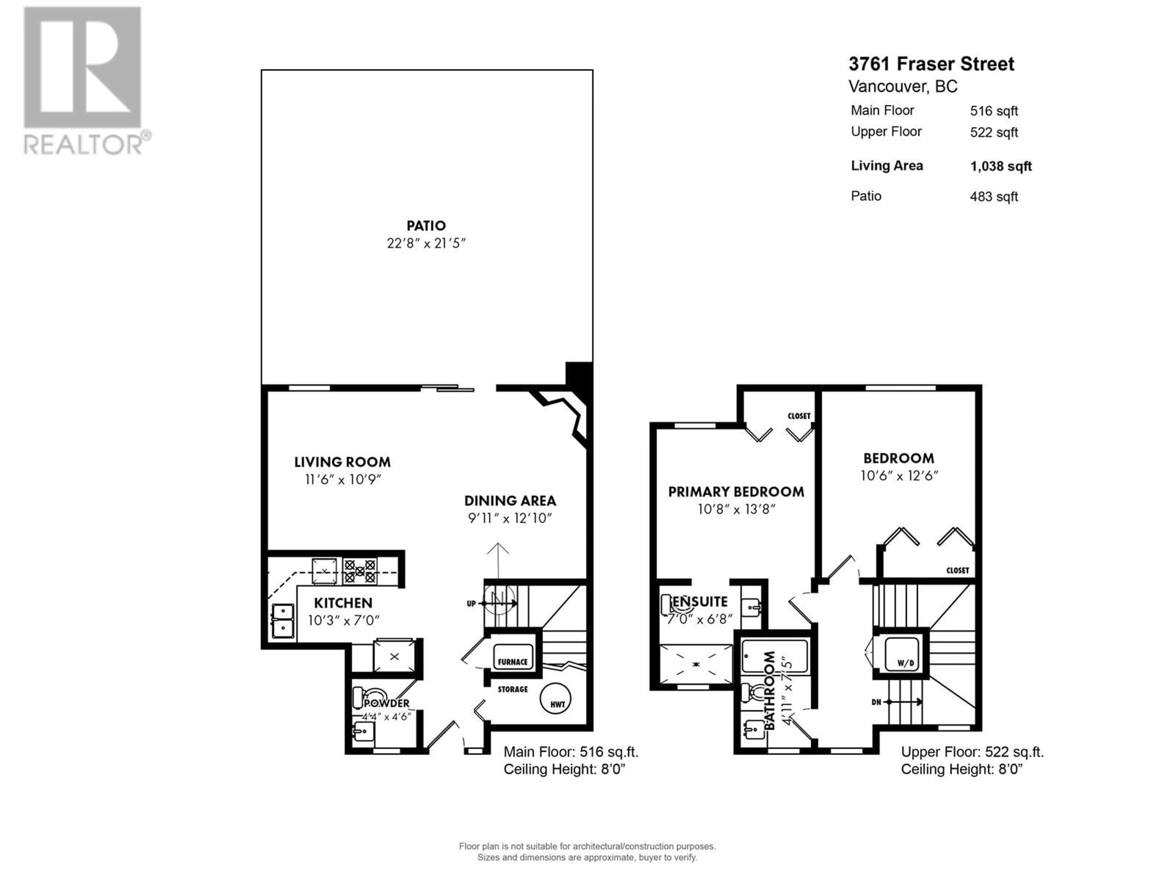 Floor plan for 3761 FRASER STREET, Vancouver British Columbia V5V4C9