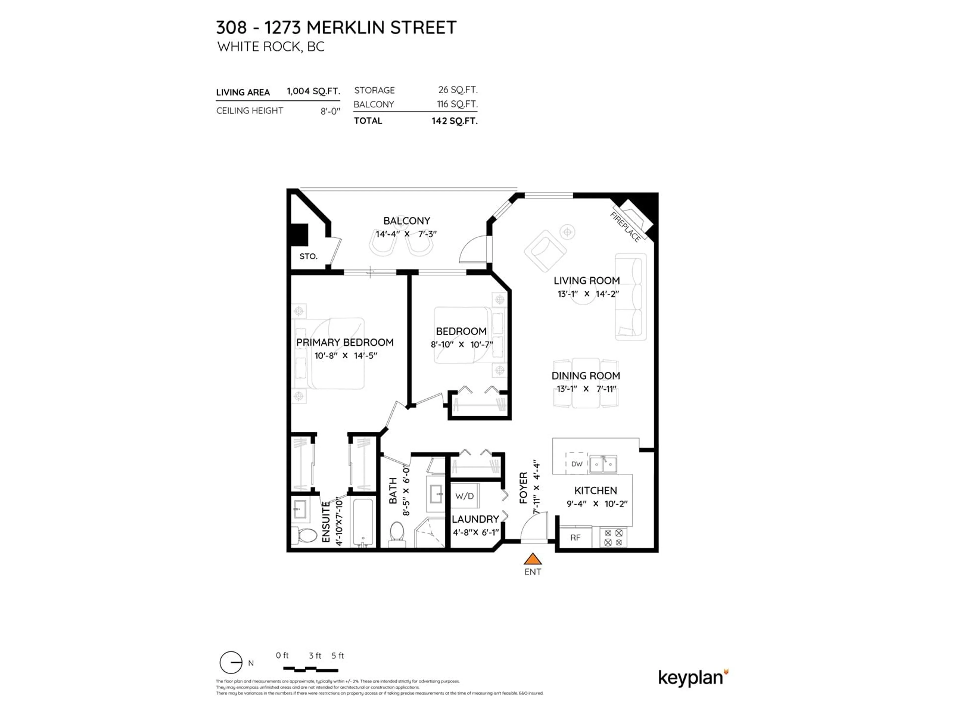 Floor plan for 308 - 1273 MERKLIN, White Rock British Columbia V4B4B8