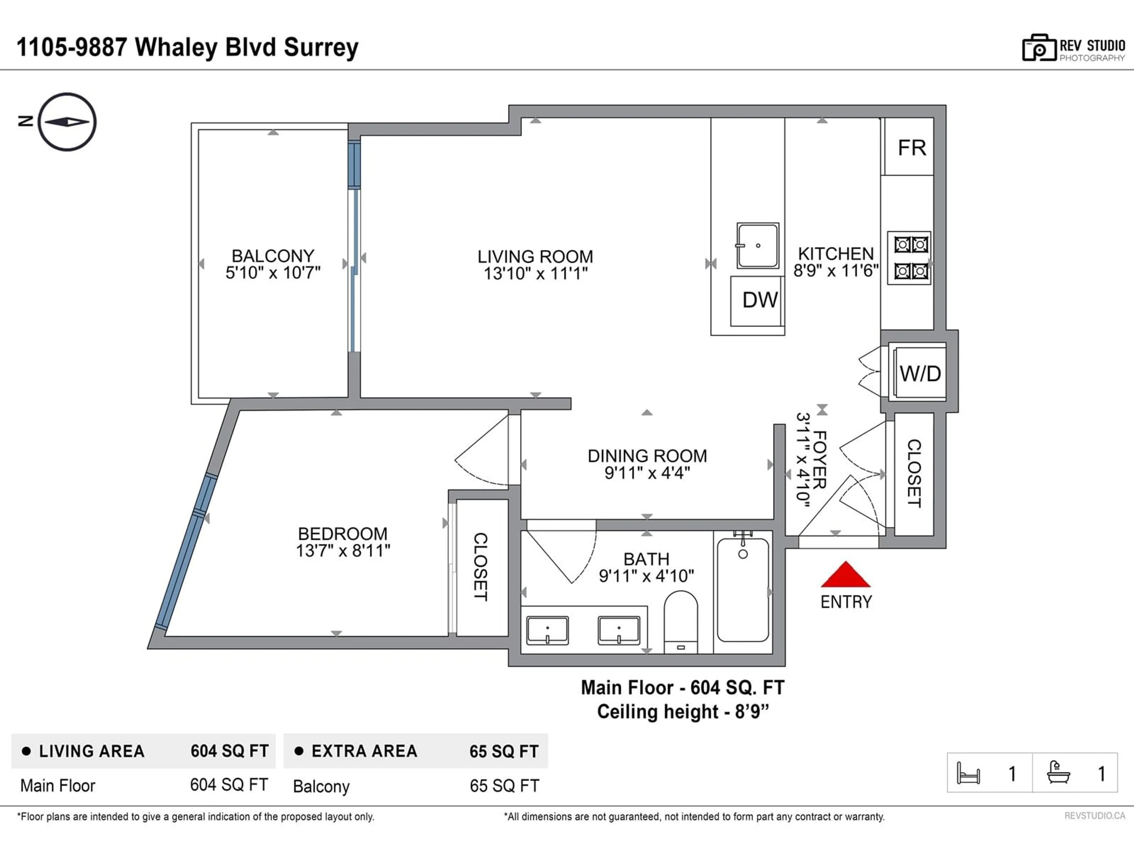 Floor plan for 1105 - 9887 WHALLEY, Surrey British Columbia V3T0P4