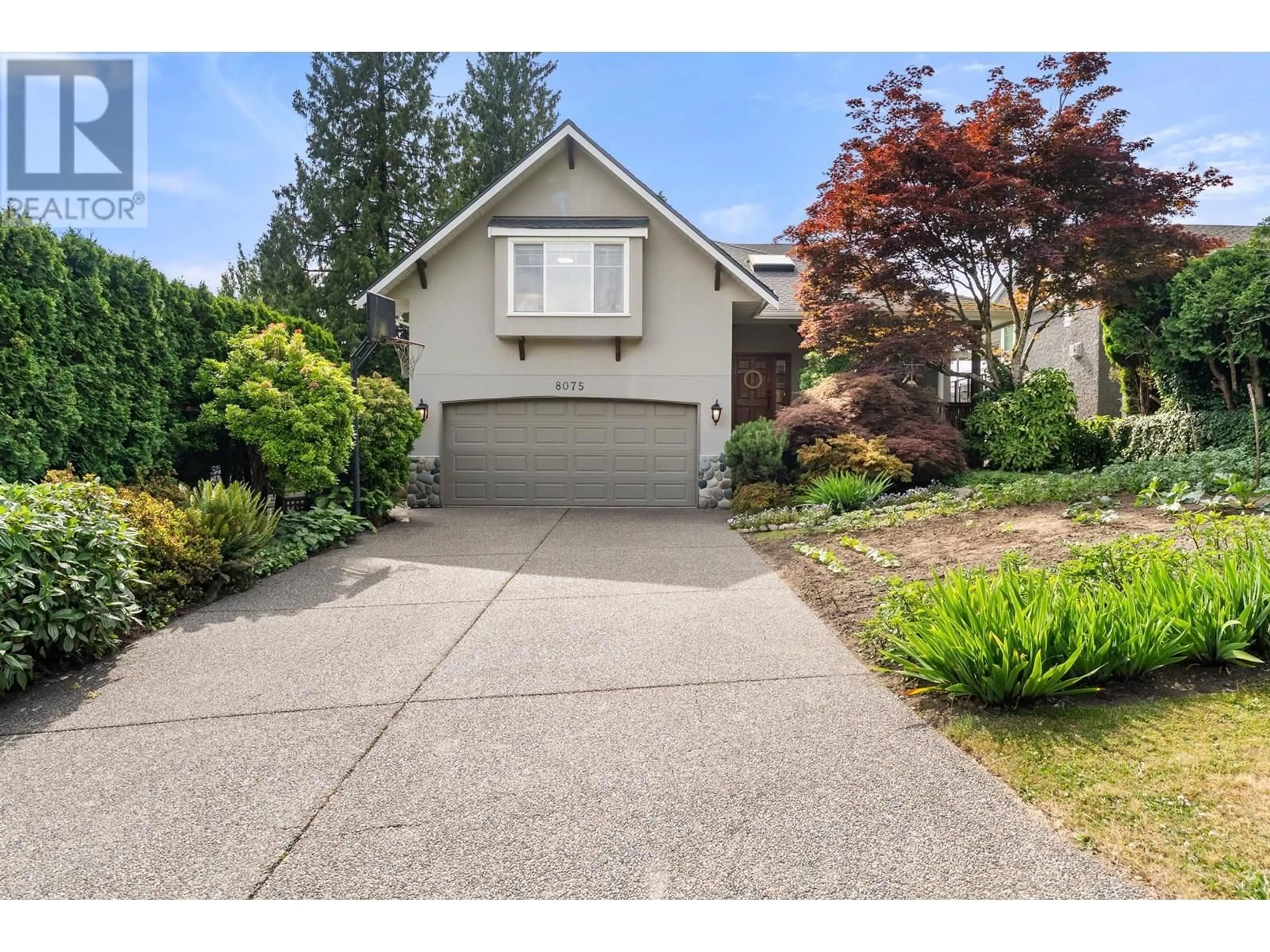 Home with vinyl exterior material, street for 8075 BRADLEY AVENUE, Burnaby British Columbia V5J3T9