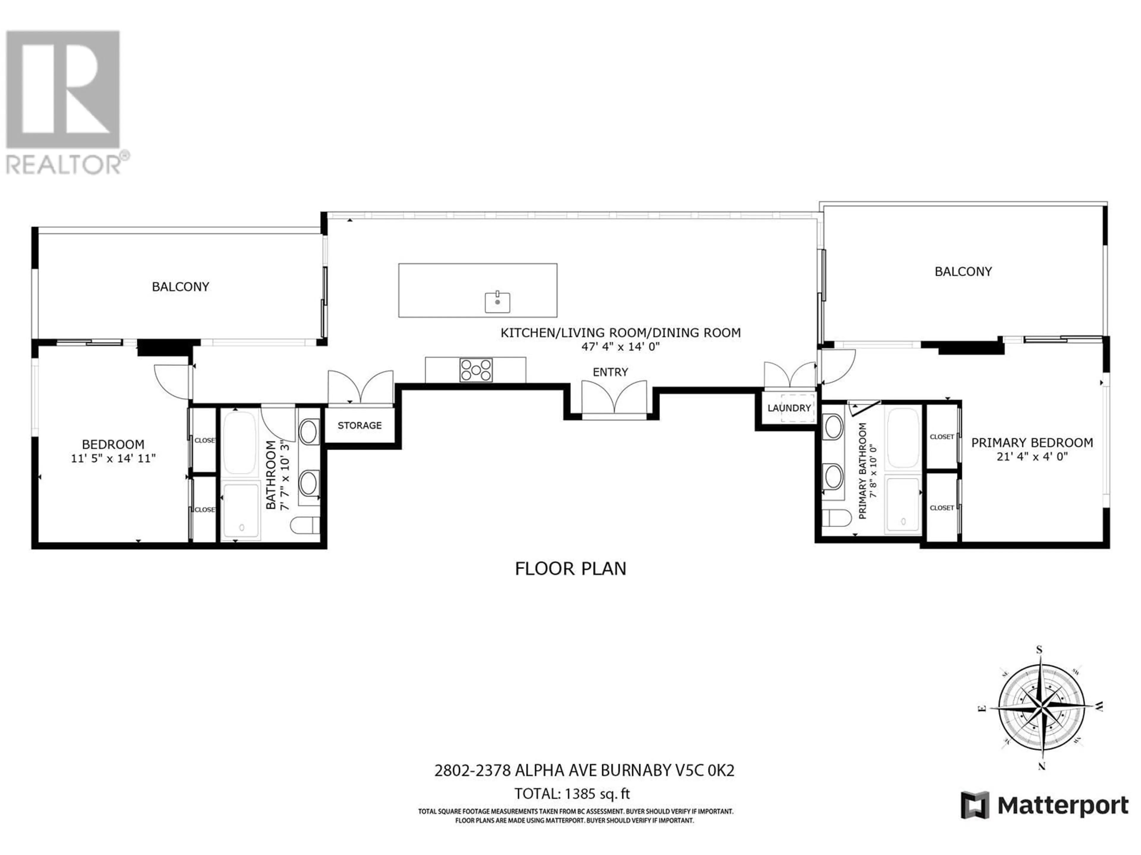 Floor plan for 2802 - 2378 ALPHA AVENUE, Burnaby British Columbia V5C0K2