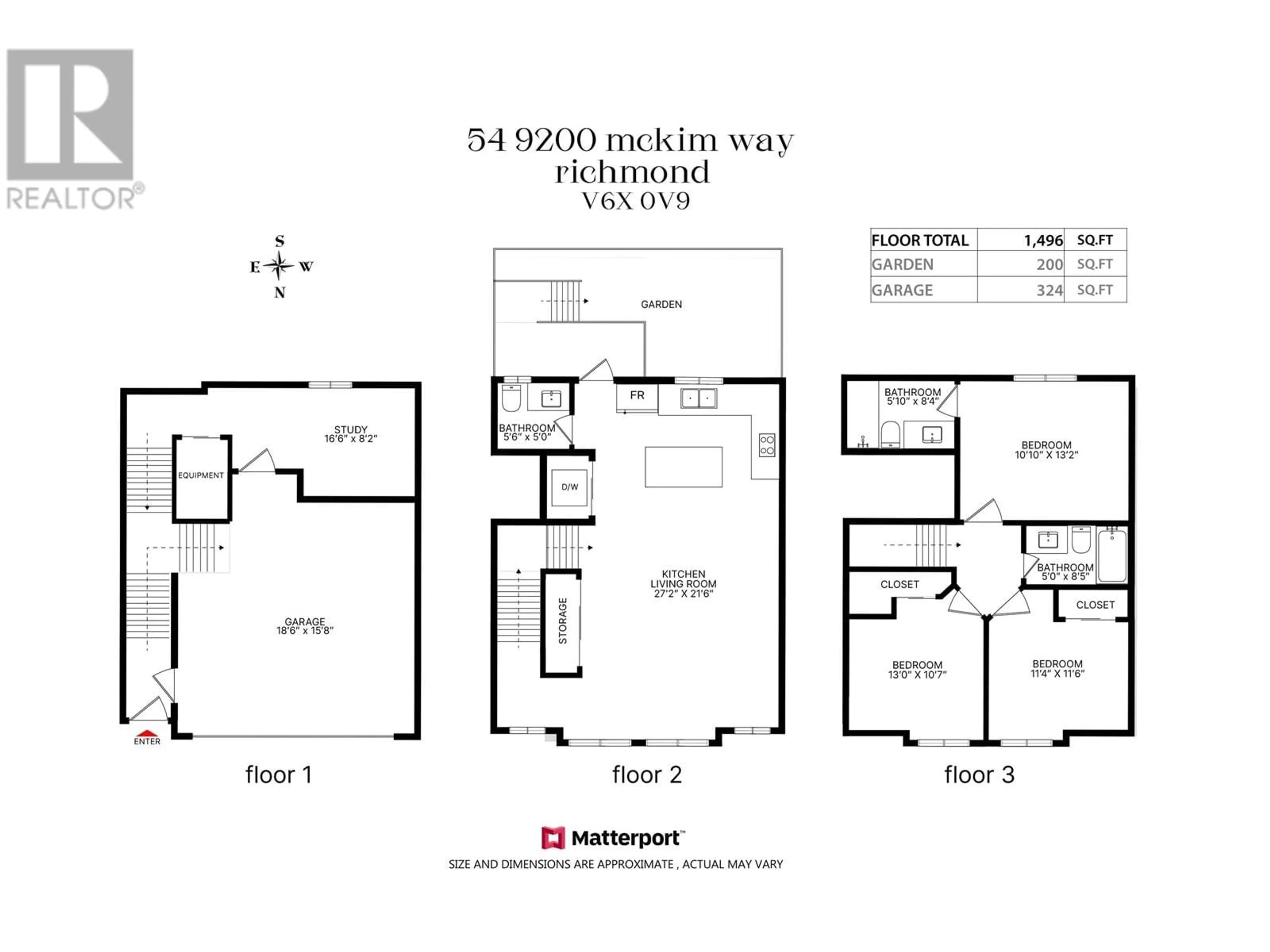 Floor plan for 54 - 9200 MCKIM WAY, Richmond British Columbia V6X0V9