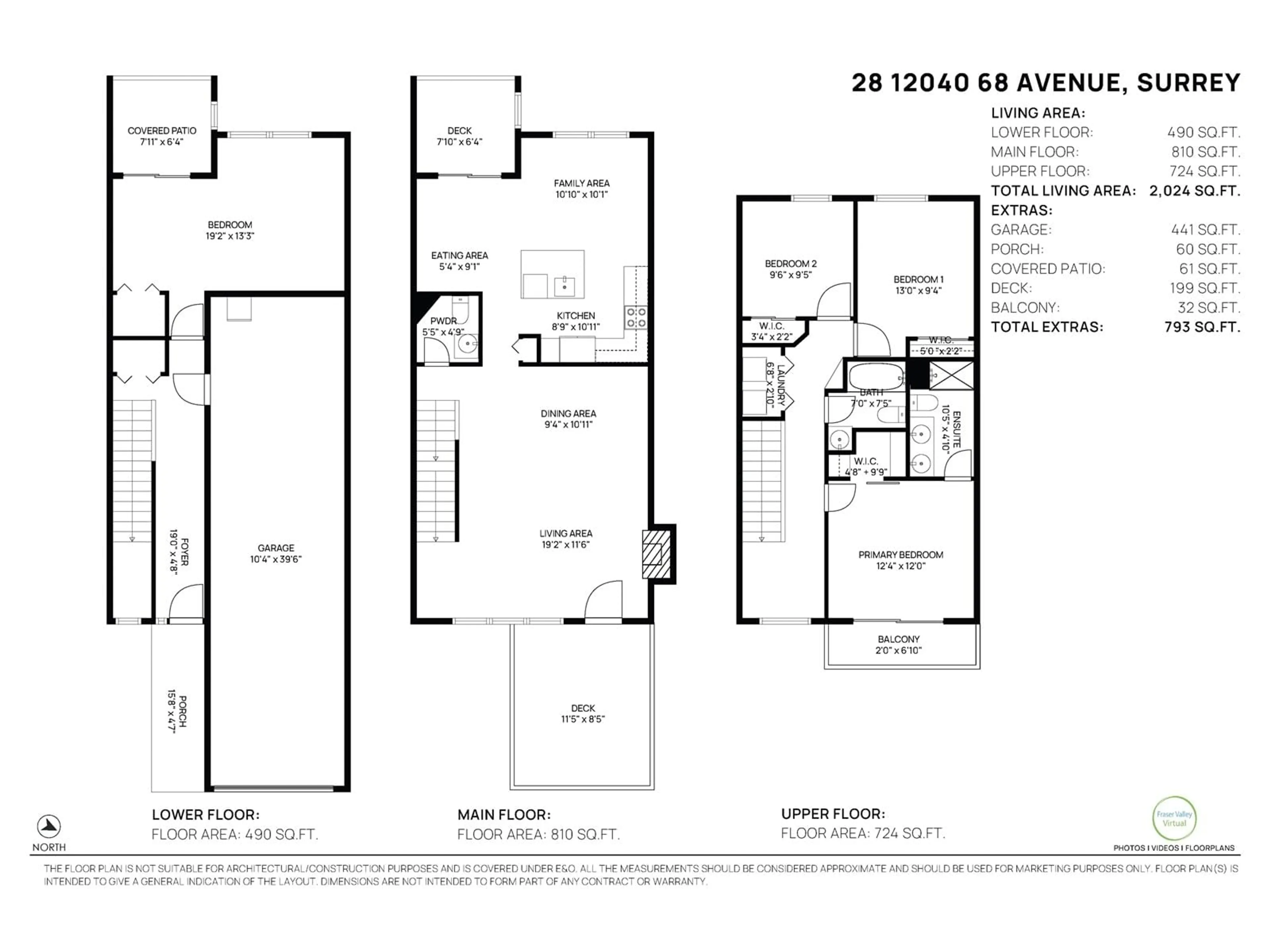 Floor plan for 28 - 12040 68, Surrey British Columbia V3W1P5