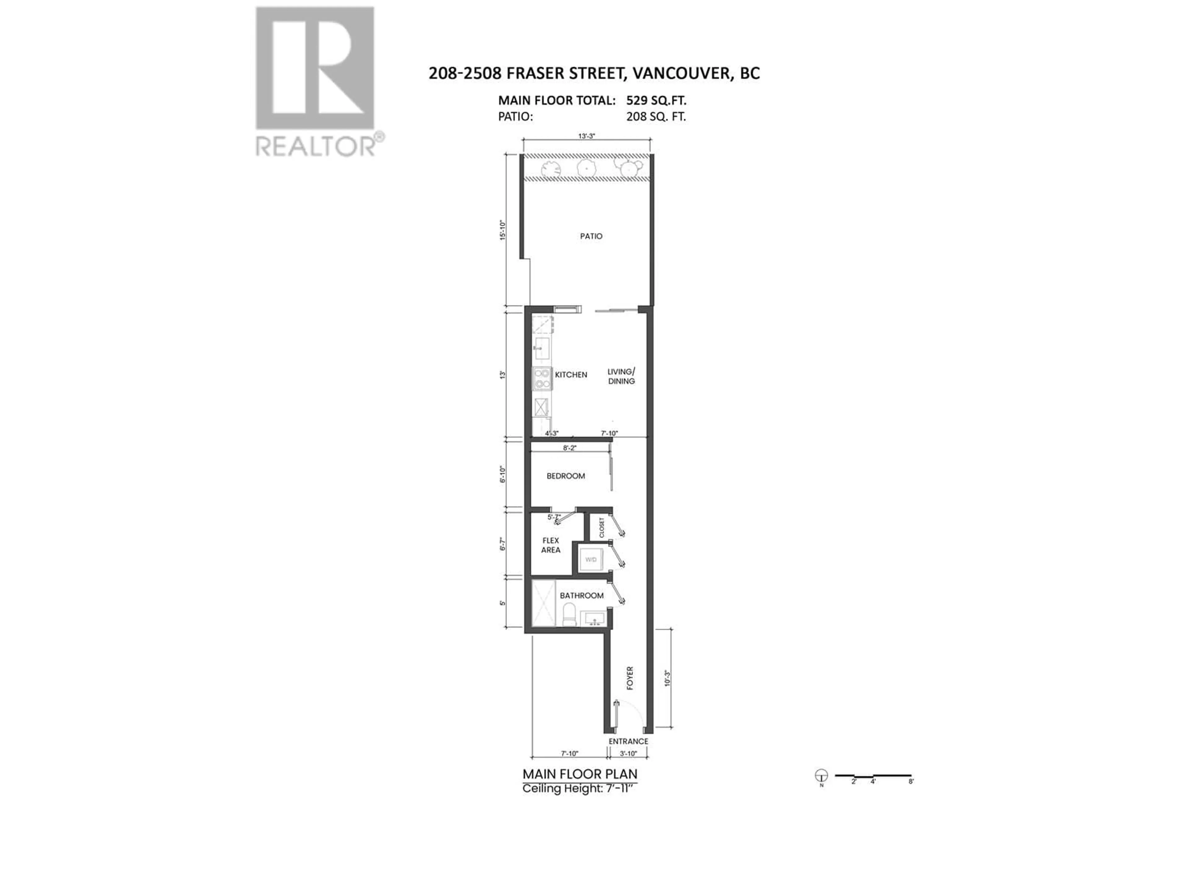 Floor plan for 208 - 2508 FRASER STREET, Vancouver British Columbia V5T3V4