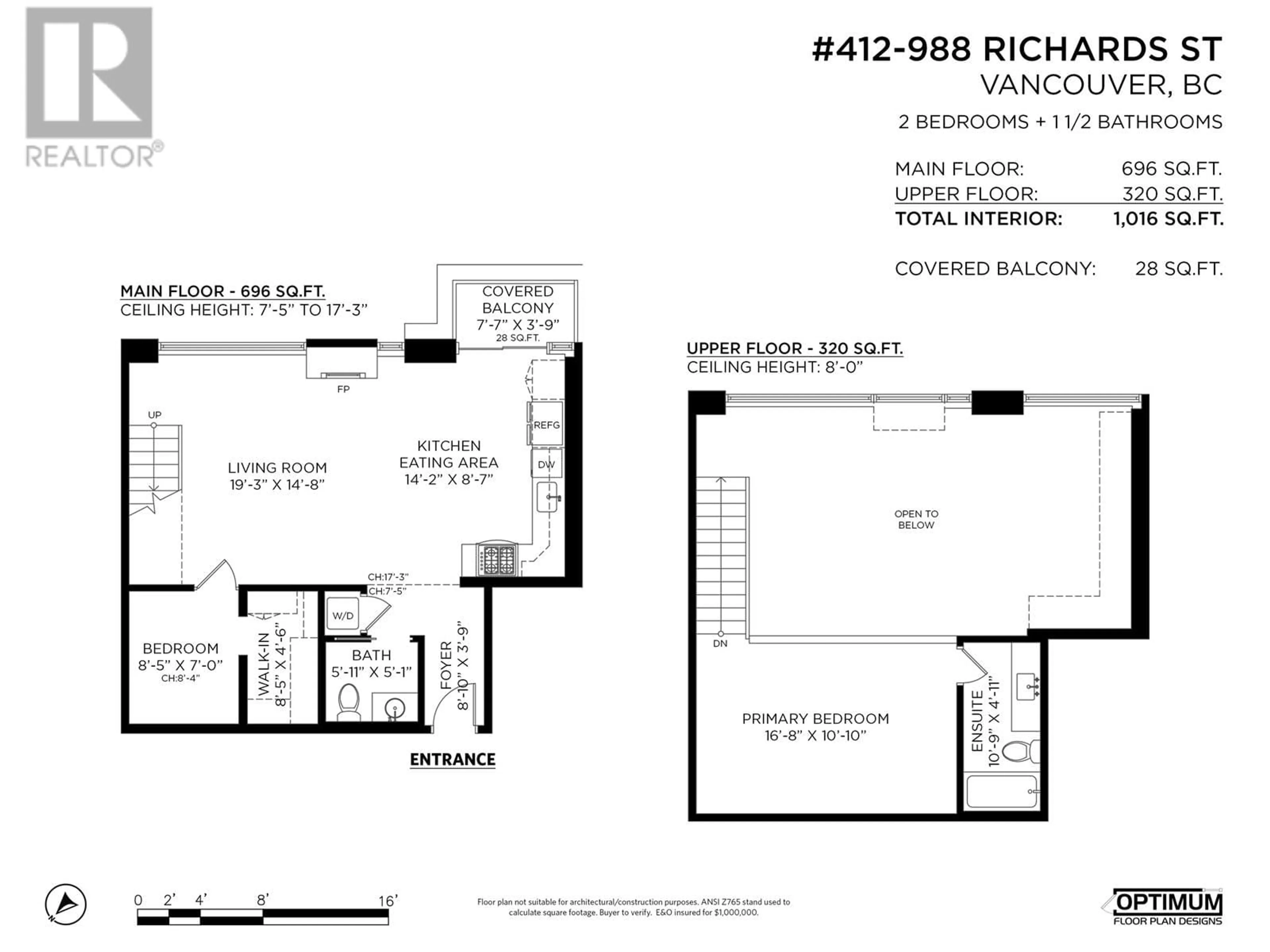 Floor plan for 412 - 988 RICHARDS STREET, Vancouver British Columbia V6B8R2