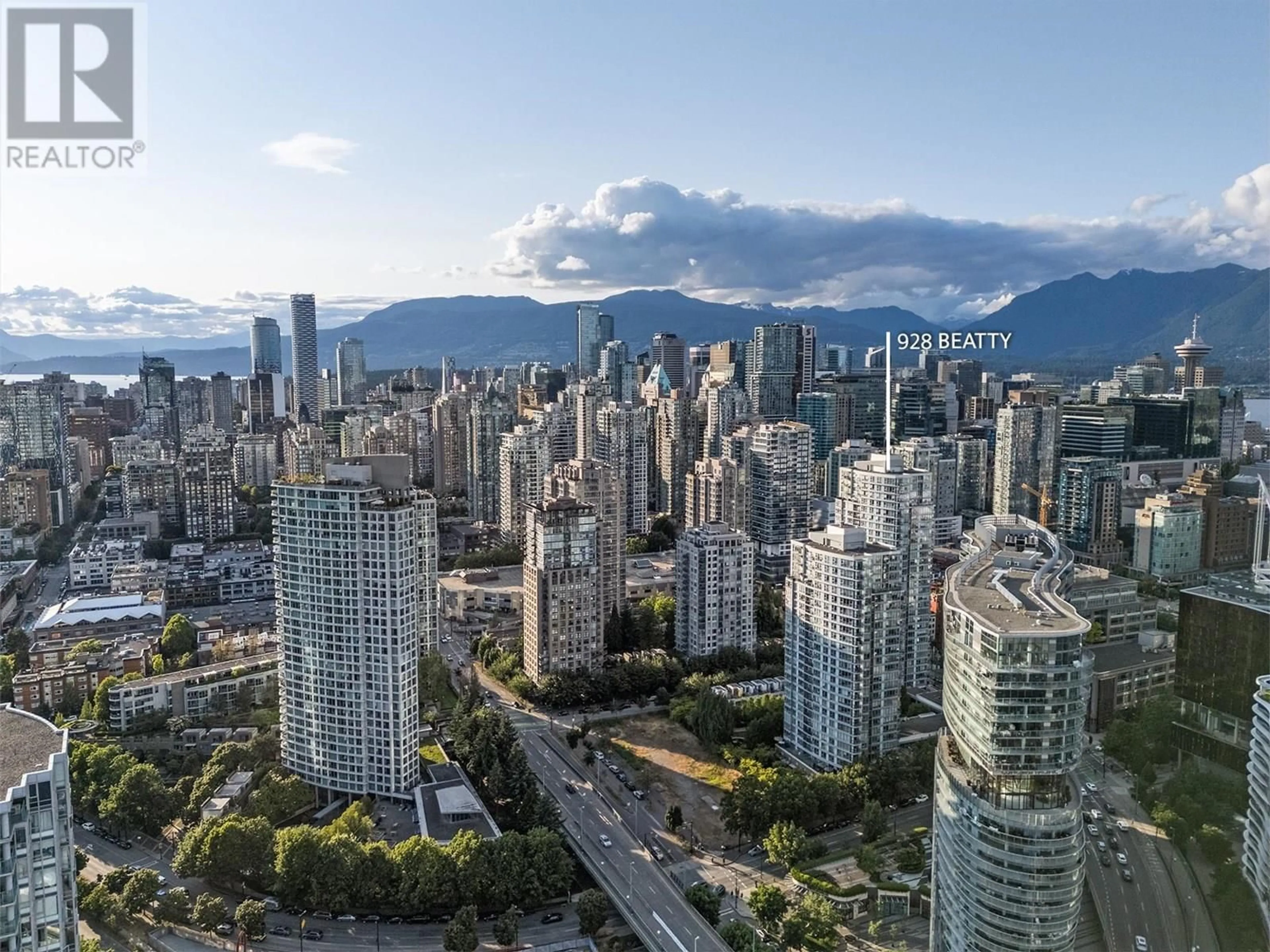 A pic from outside/outdoor area/front of a property/back of a property/a pic from drone, city buildings view from balcony for 2511 - 928 BEATTY STREET, Vancouver British Columbia V6Z3G6