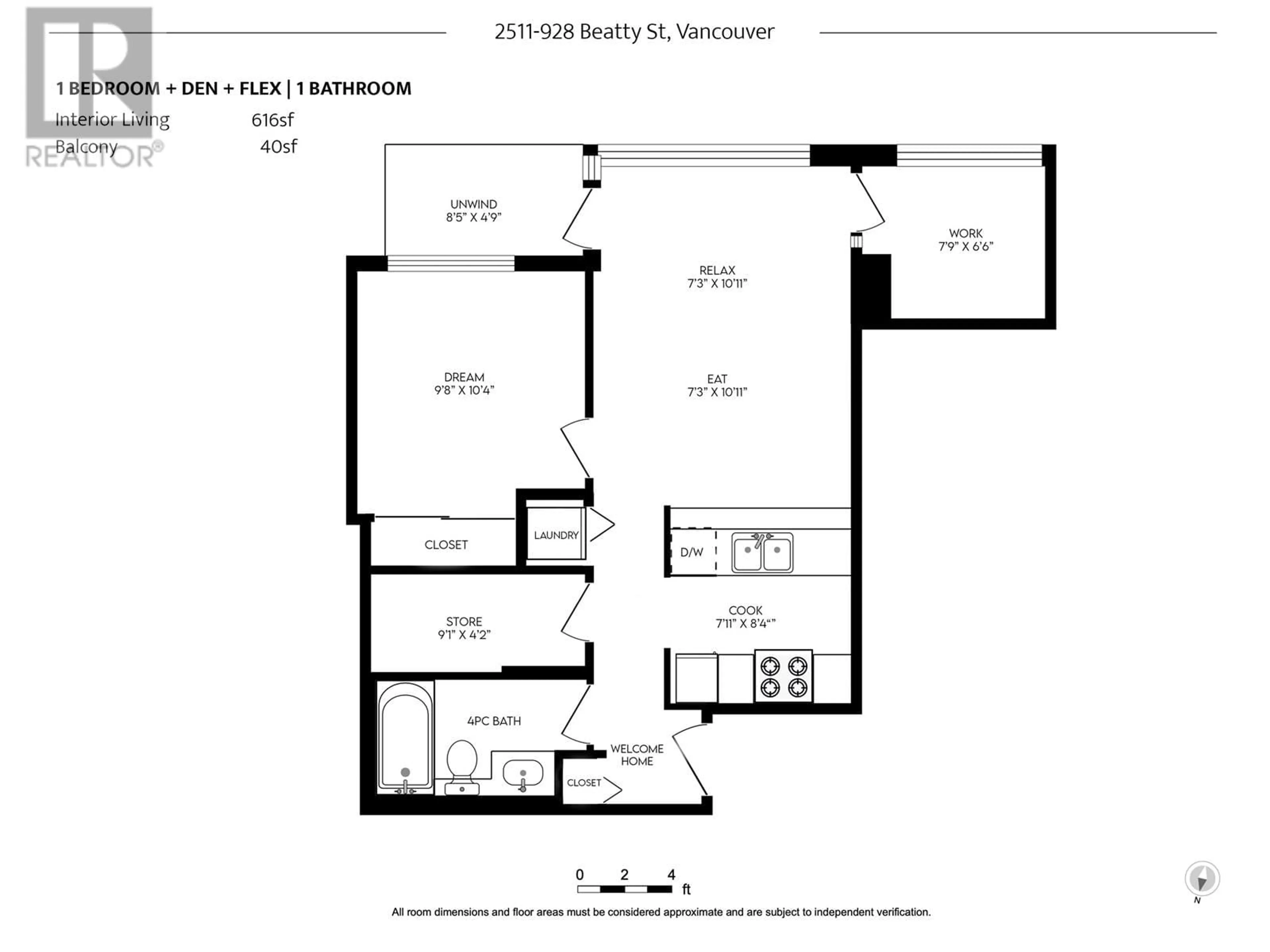 Floor plan for 2511 - 928 BEATTY STREET, Vancouver British Columbia V6Z3G6