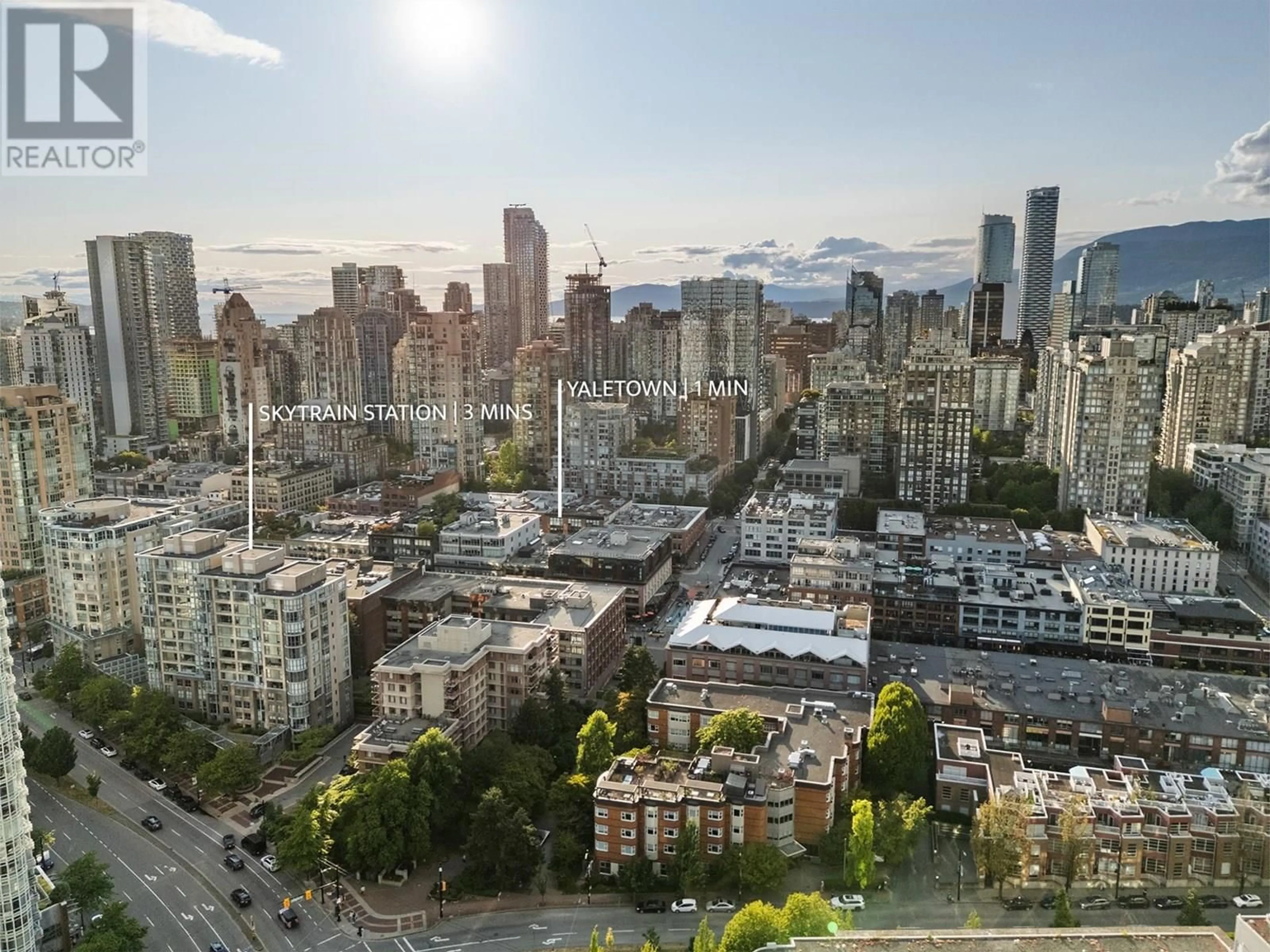 A pic from outside/outdoor area/front of a property/back of a property/a pic from drone, city buildings view from balcony for 2511 - 928 BEATTY STREET, Vancouver British Columbia V6Z3G6