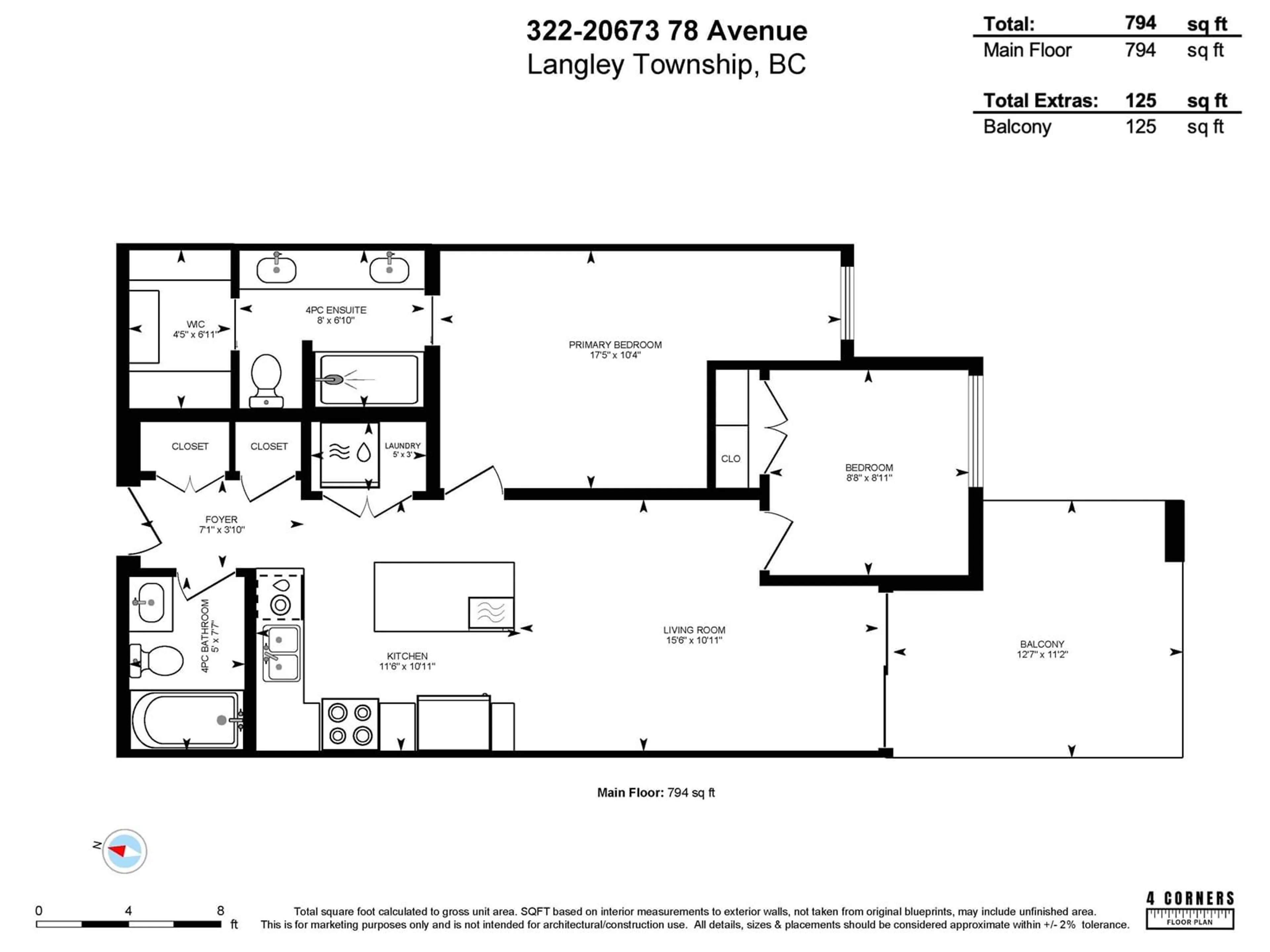 Floor plan for 322 - 20673 78, Langley British Columbia V2Y3K1