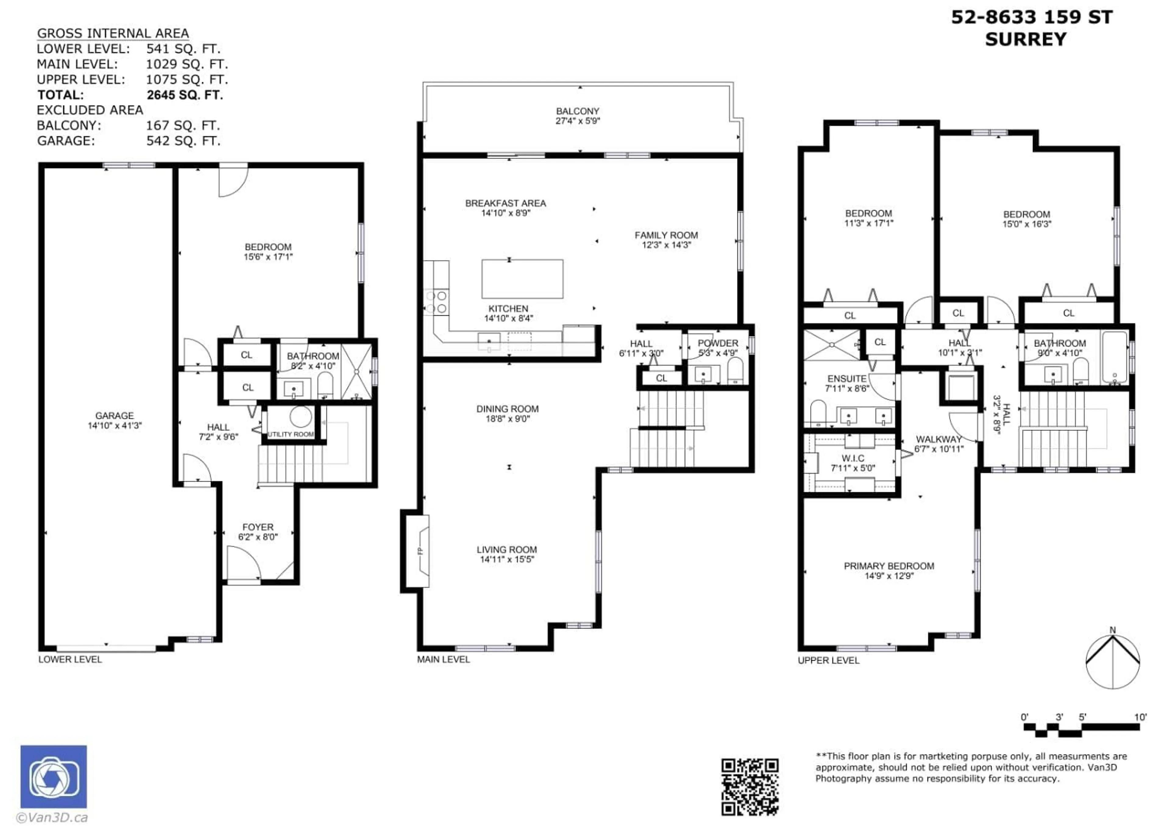 Floor plan for 52 - 8633 159, Surrey British Columbia V4N5W1