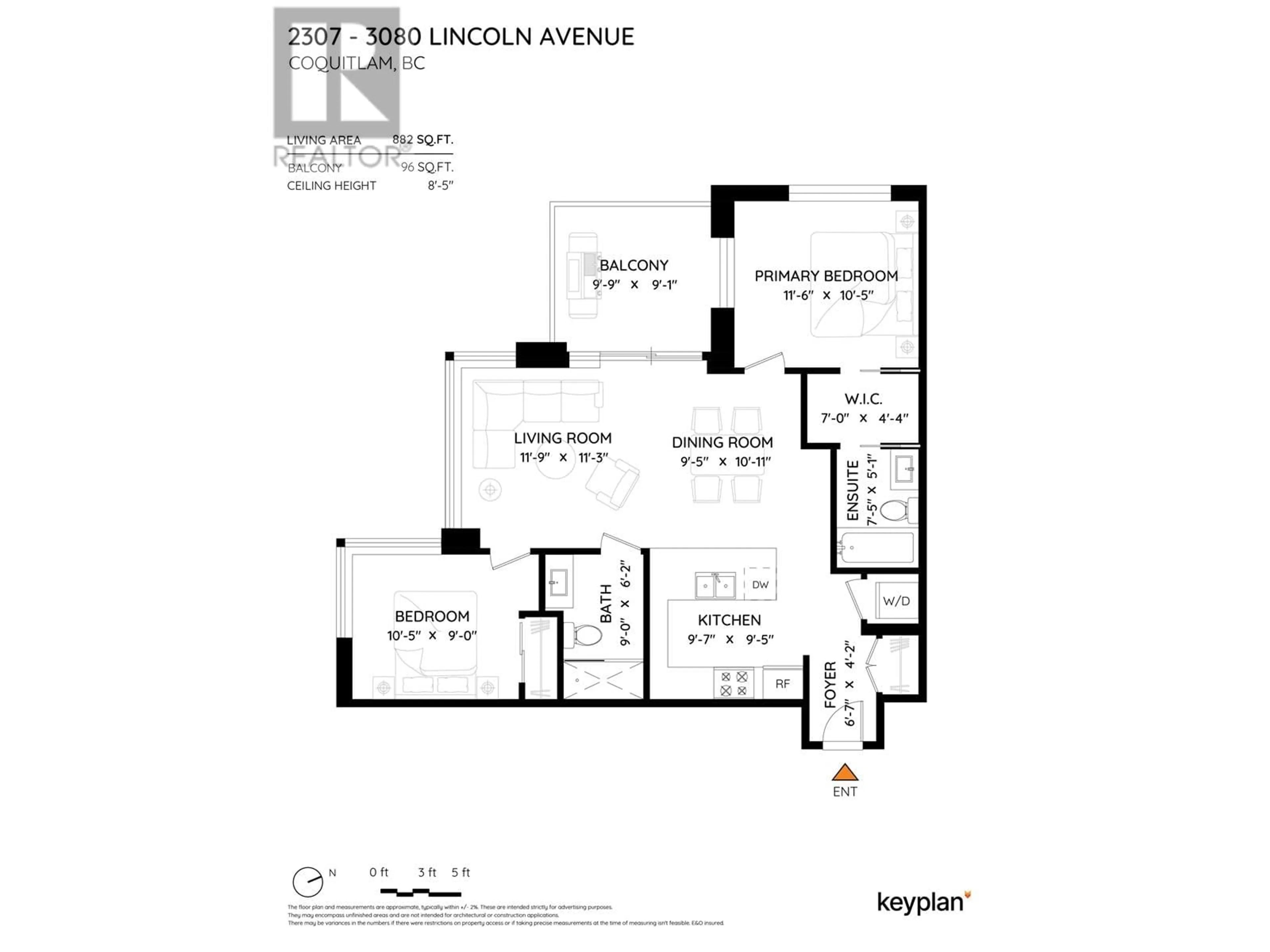 Floor plan for 2307 - 3080 LINCOLN AVENUE, Coquitlam British Columbia V3B0L9