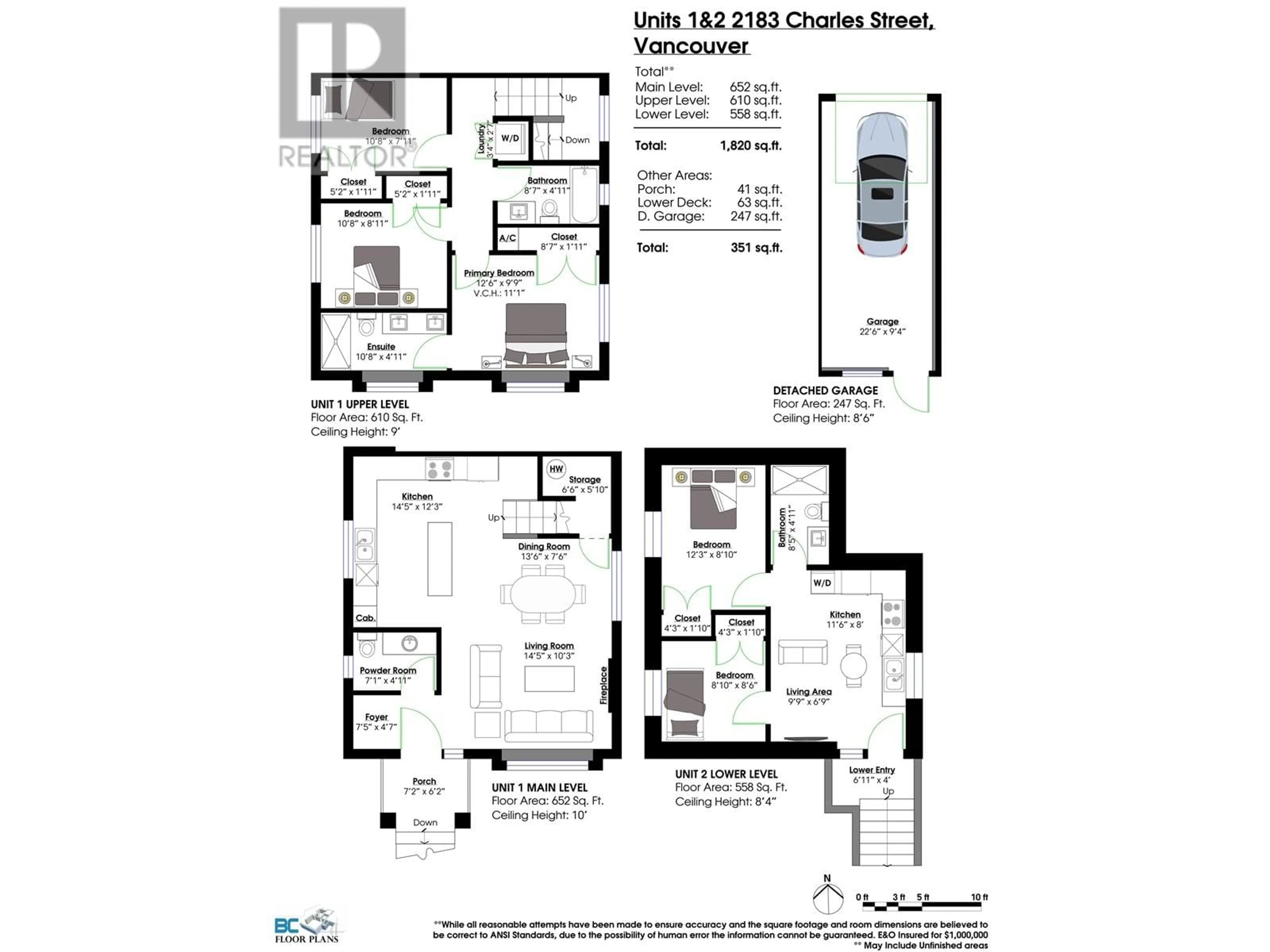 Floor plan for 1 & 2 - 2183 CHARLES STREET, Vancouver British Columbia V5L2V2