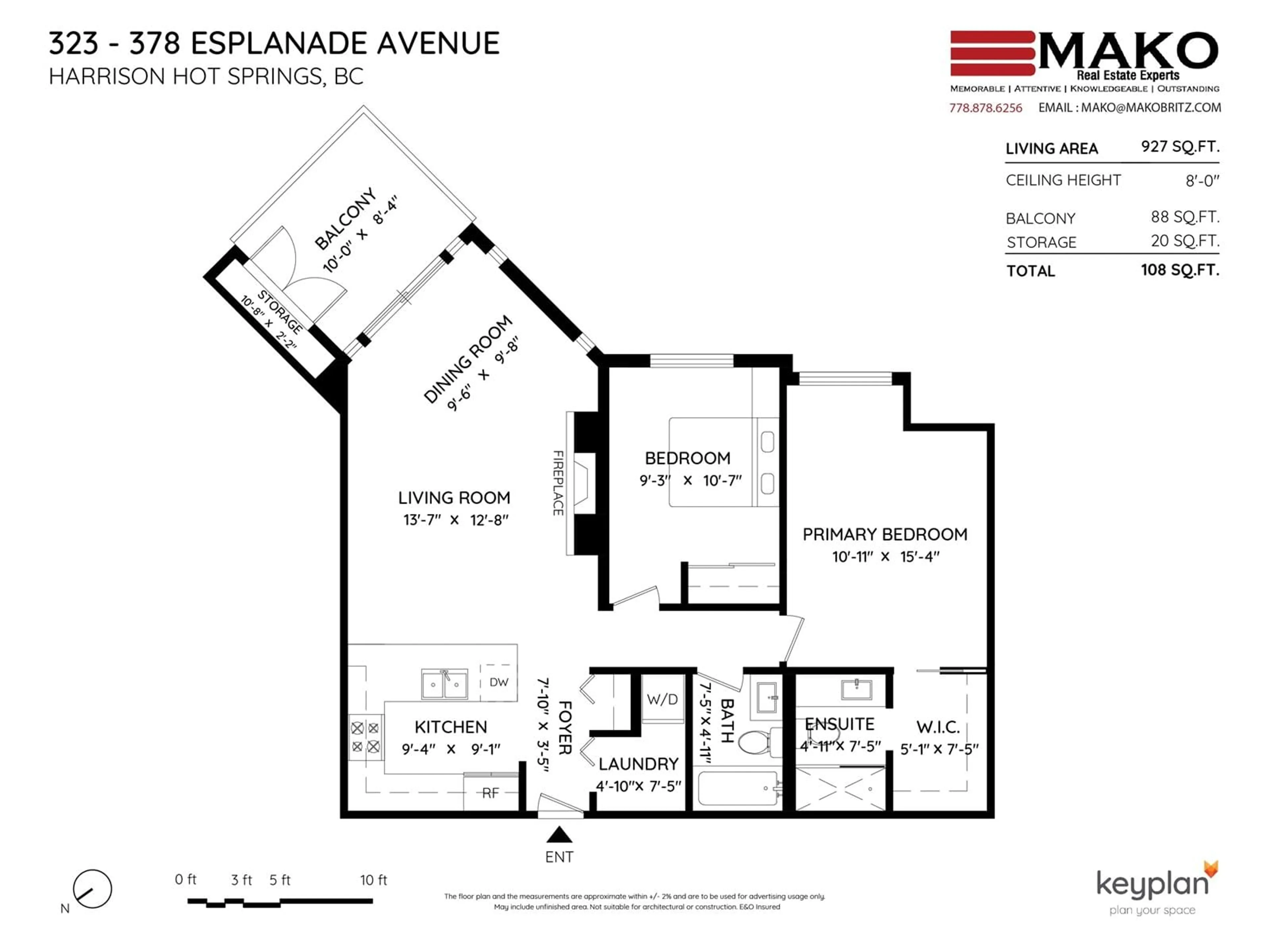 Floor plan for 323 - 378 ESPLANADE AVENUE, Harrison Hot Springs British Columbia V0M1A3