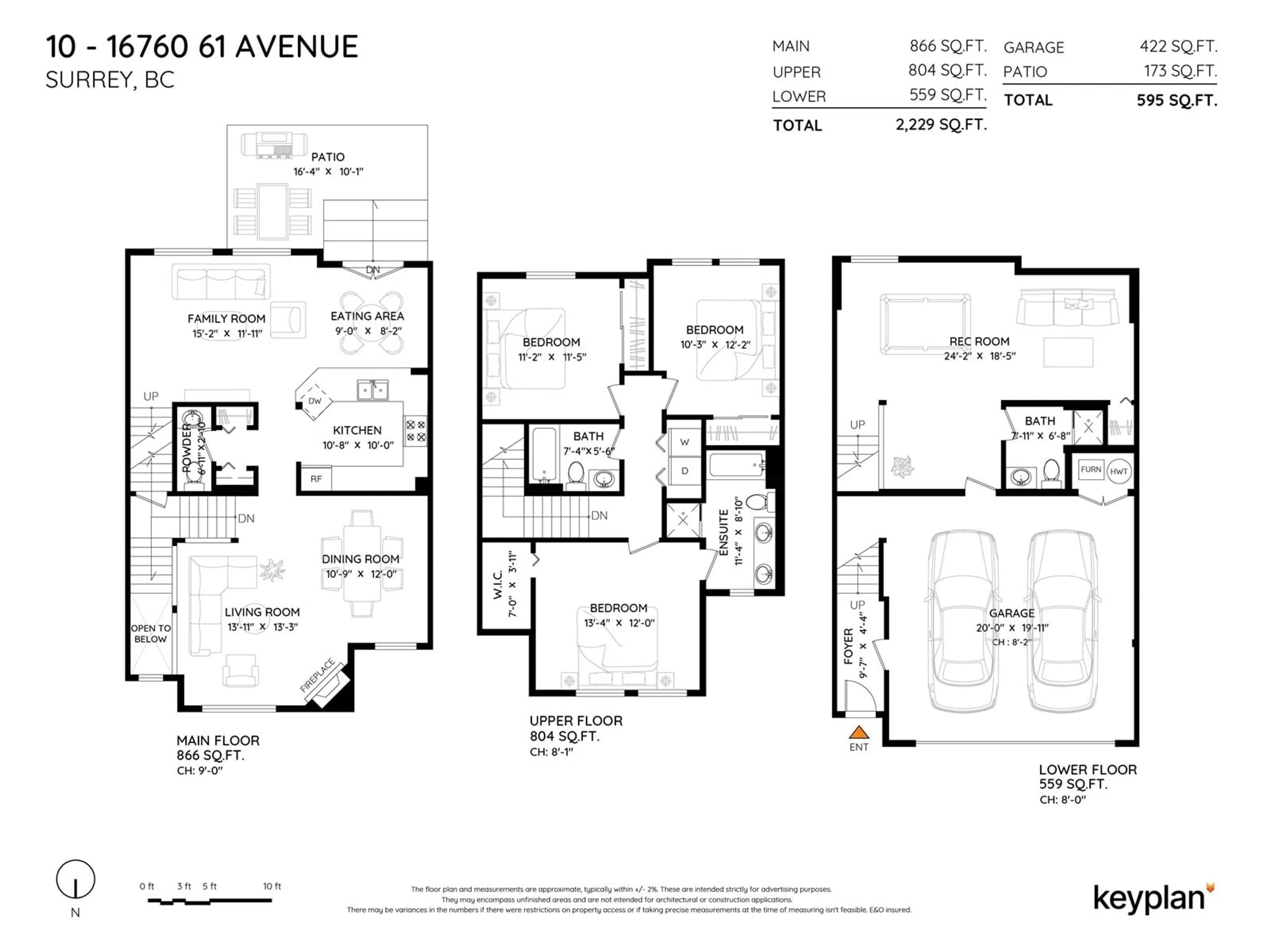 Floor plan for 10 - 16760 61ST, Surrey British Columbia V3X3V3