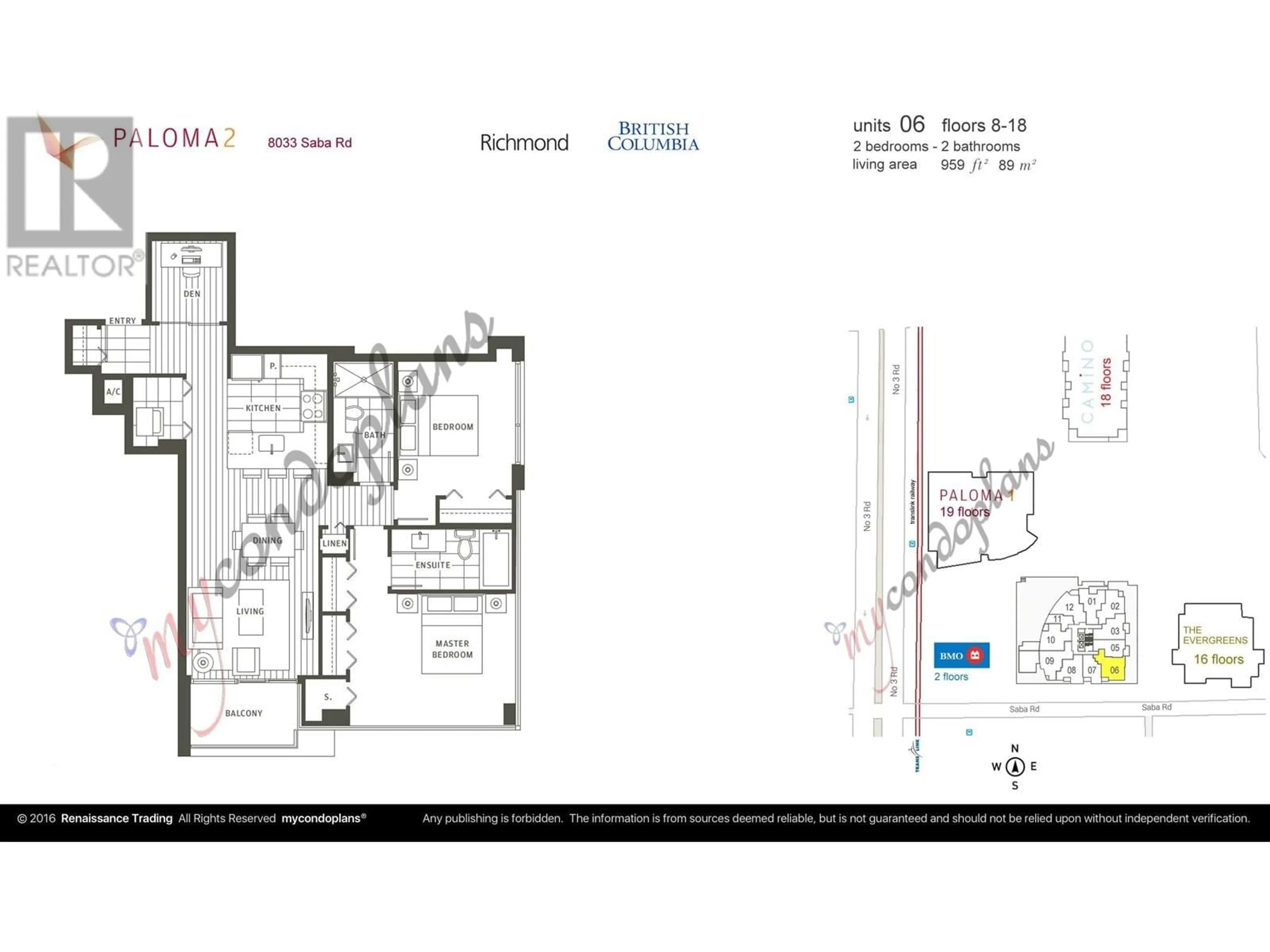 Floor plan for 1206 - 8033 SABA ROAD, Richmond British Columbia V6Y4M8