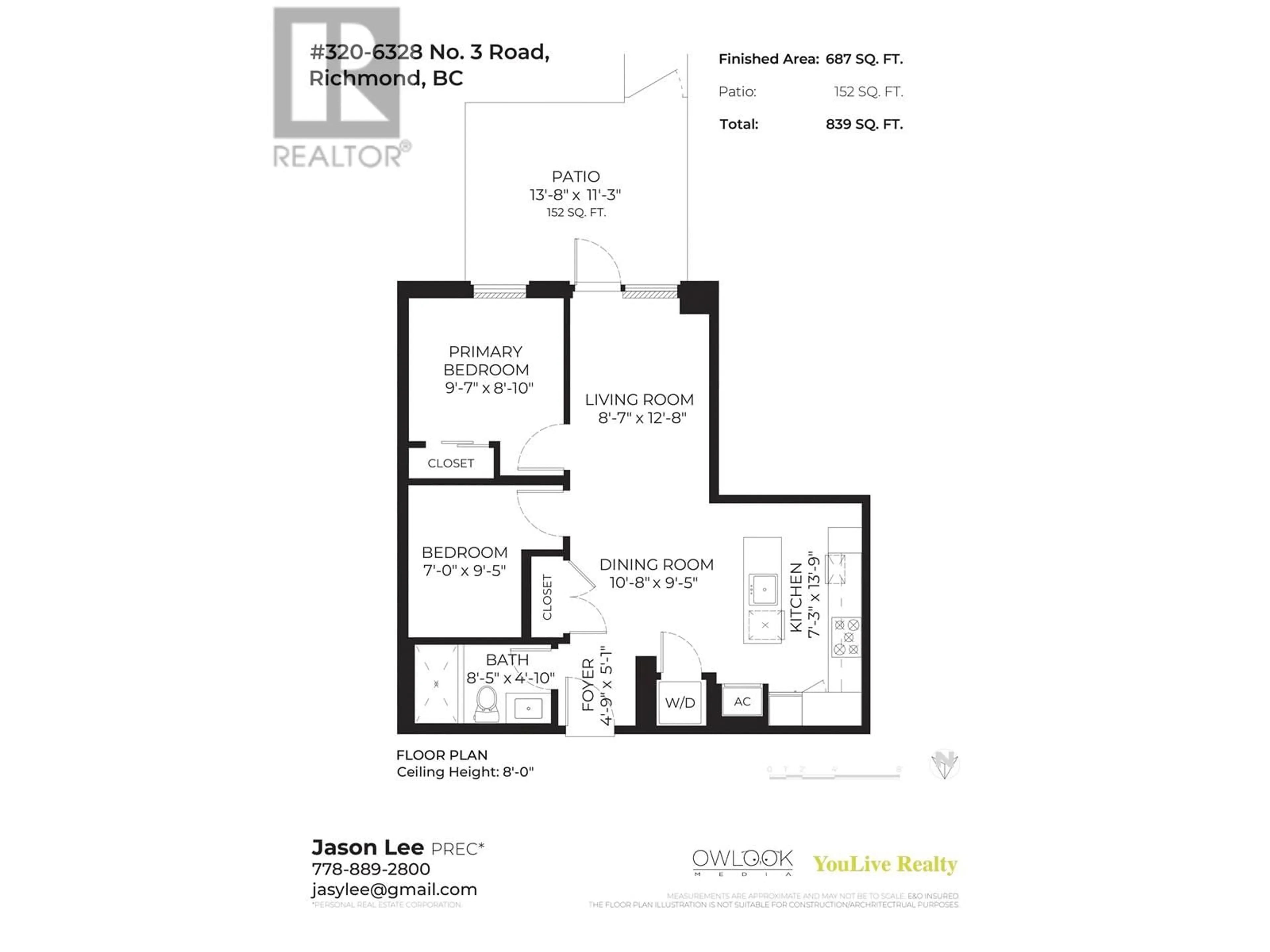 Floor plan for 320 - 6328 NO. 3 ROAD, Richmond British Columbia V6Y0L6