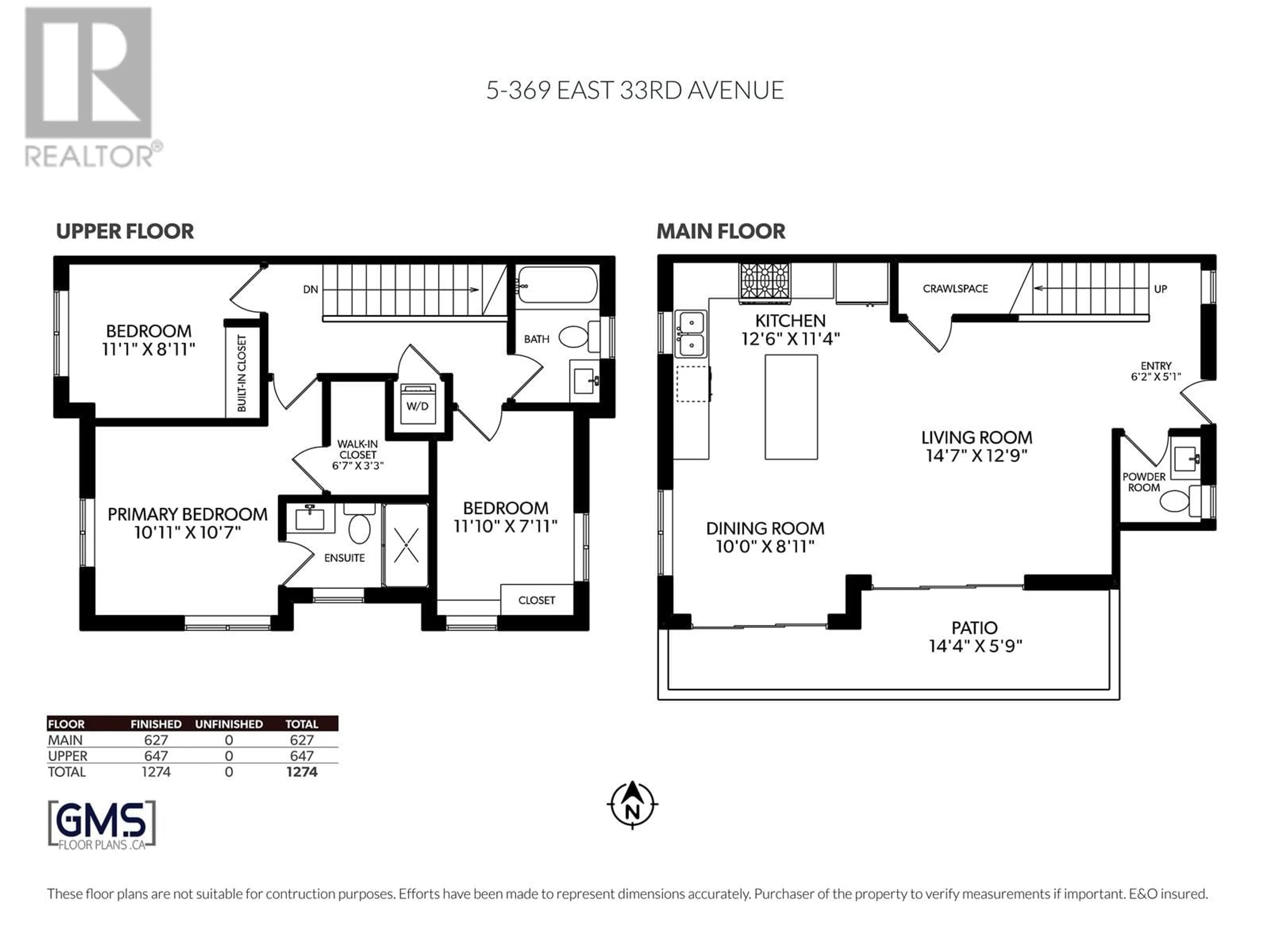 Floor plan for 5 - 369 33RD AVENUE, Vancouver British Columbia V5V2Z8