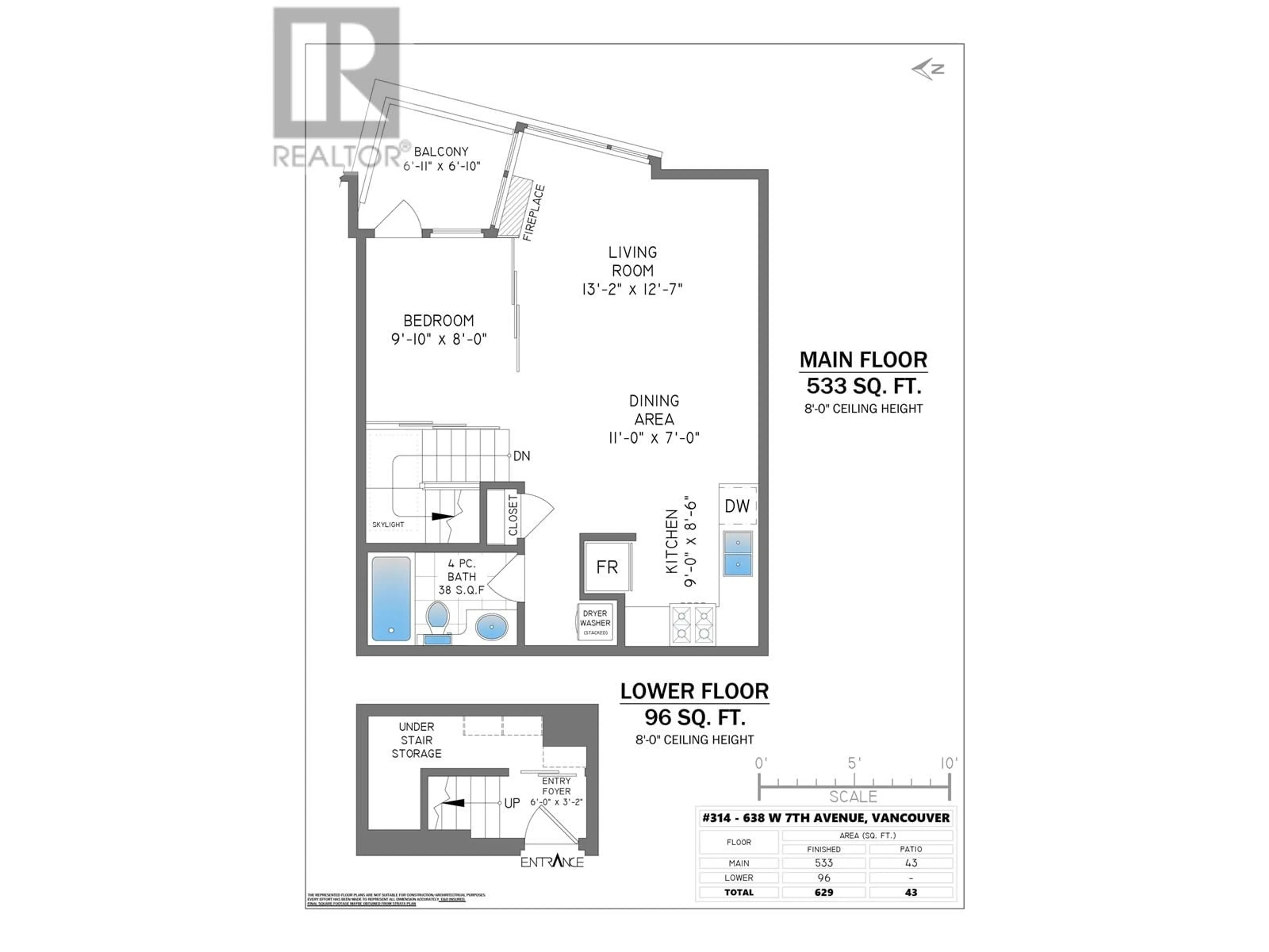 Floor plan for 314 - 638 7TH AVENUE, Vancouver British Columbia V5Z1B5