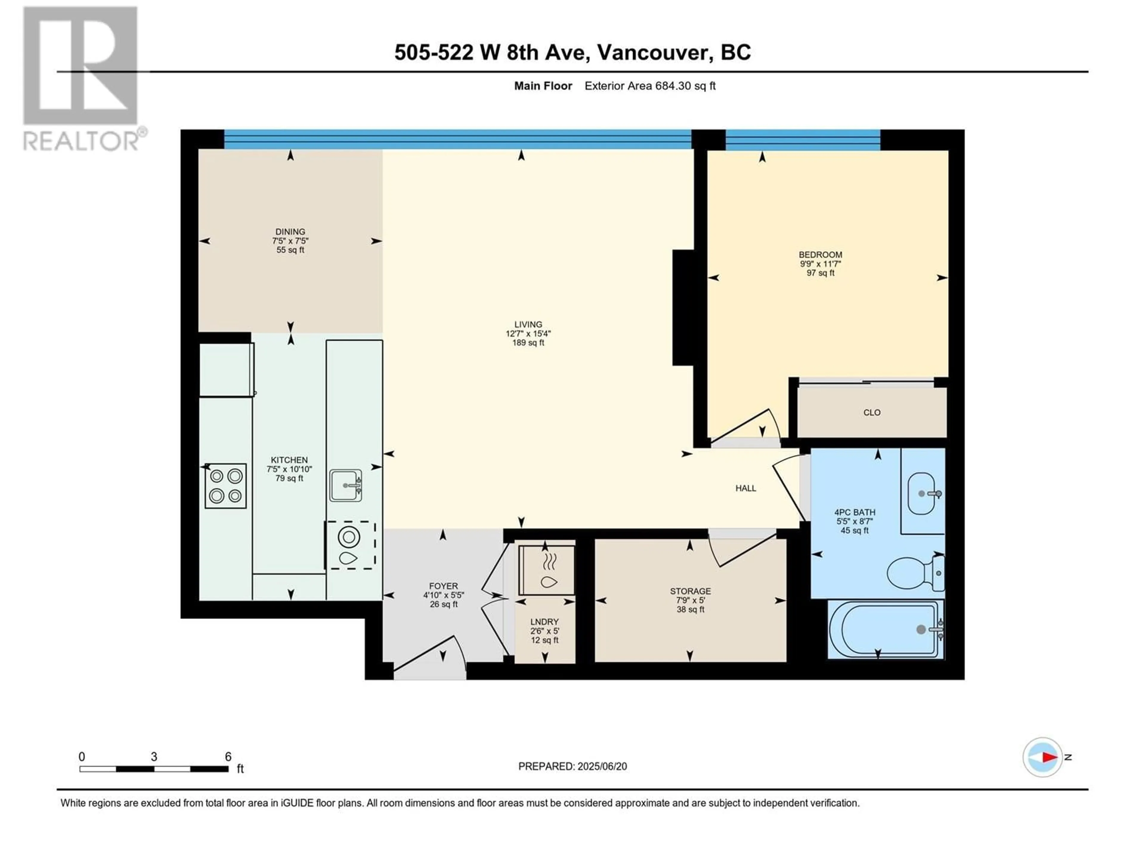 Floor plan for 505 - 522 8TH AVENUE, Vancouver British Columbia V5Z0A9