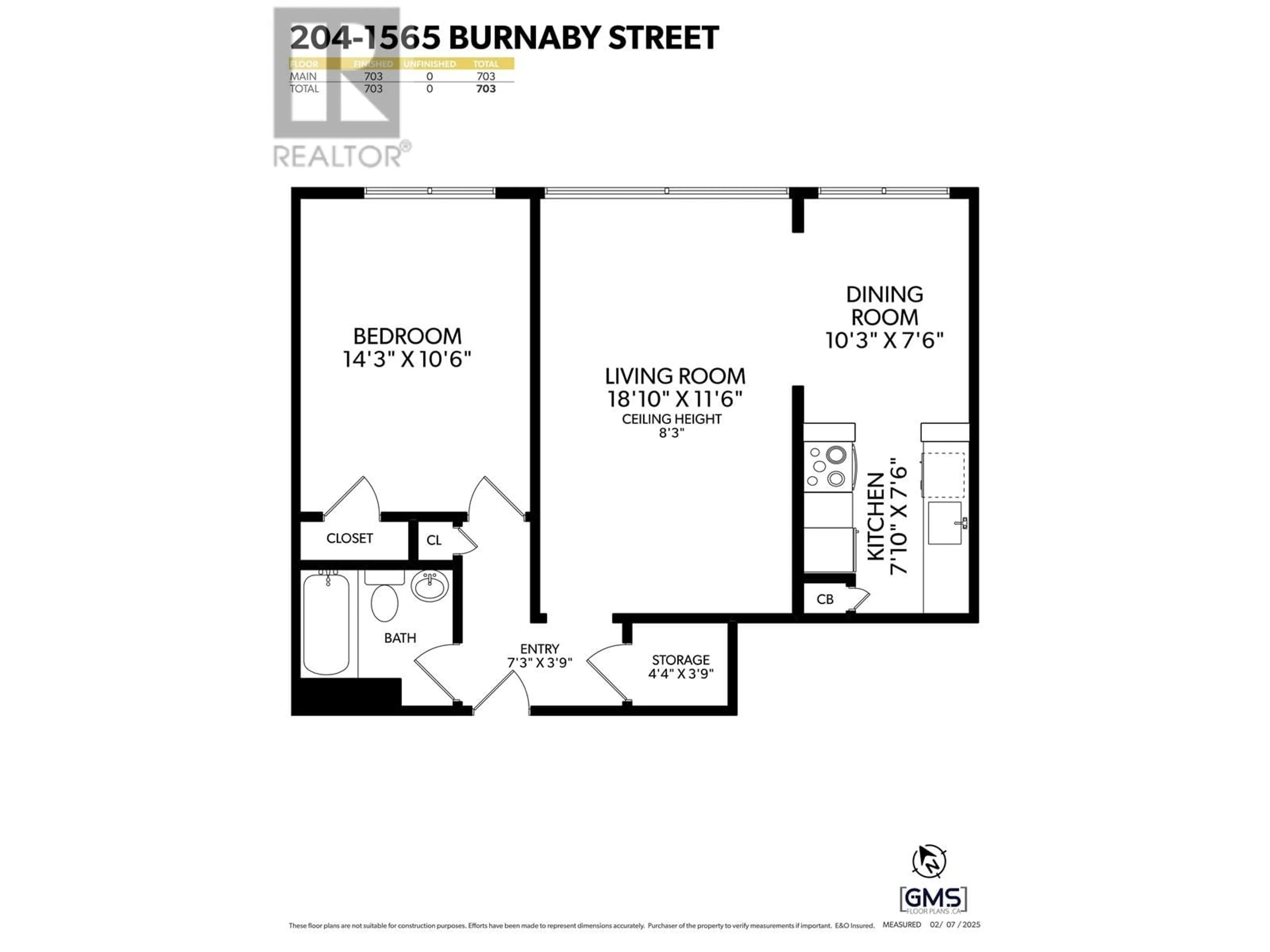 Floor plan for 204 - 1565 BURNABY STREET, Vancouver British Columbia V6G1X1