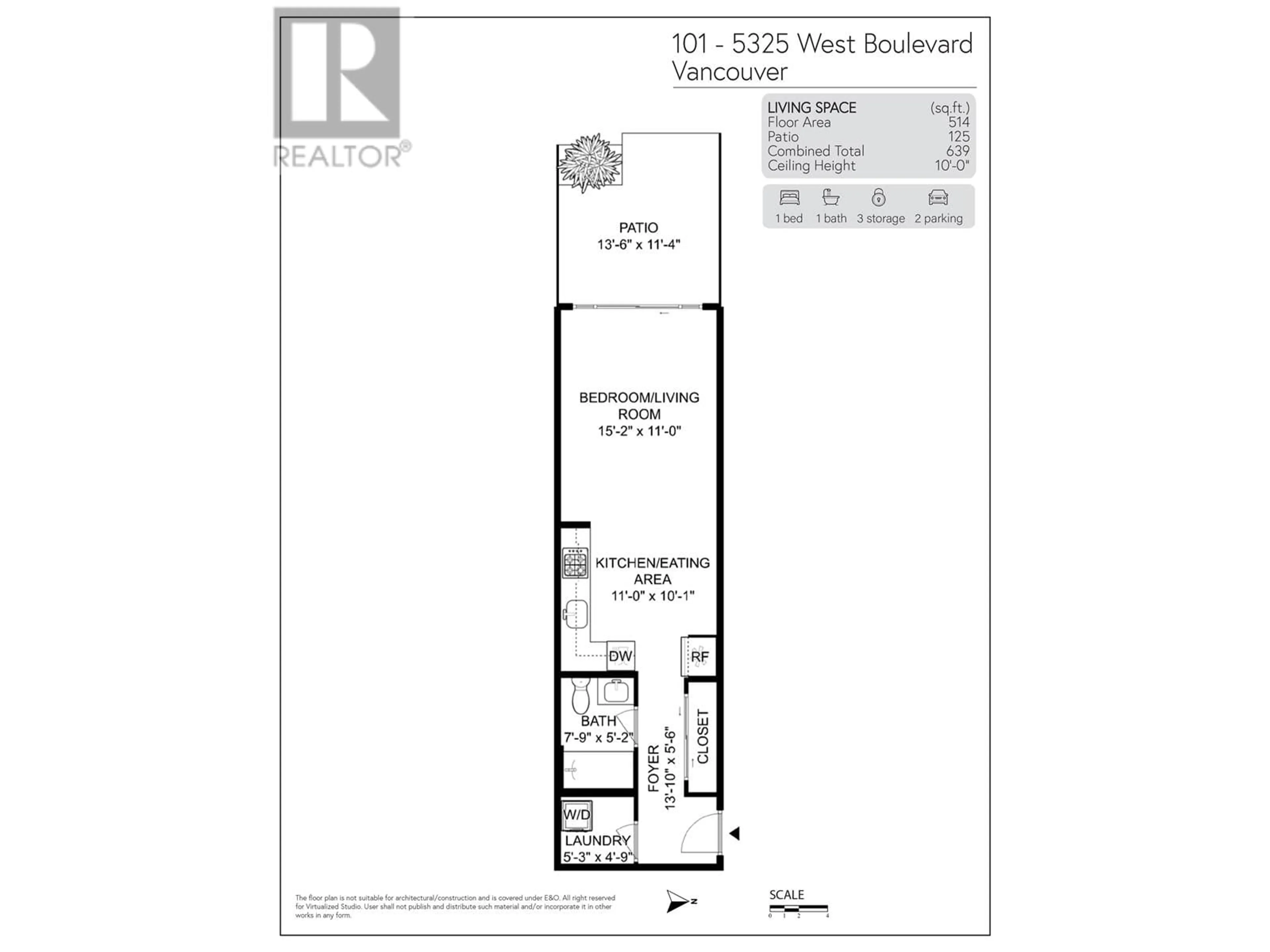 Floor plan for 101 - 5325 BOULEVARD, Vancouver British Columbia V6M3W4