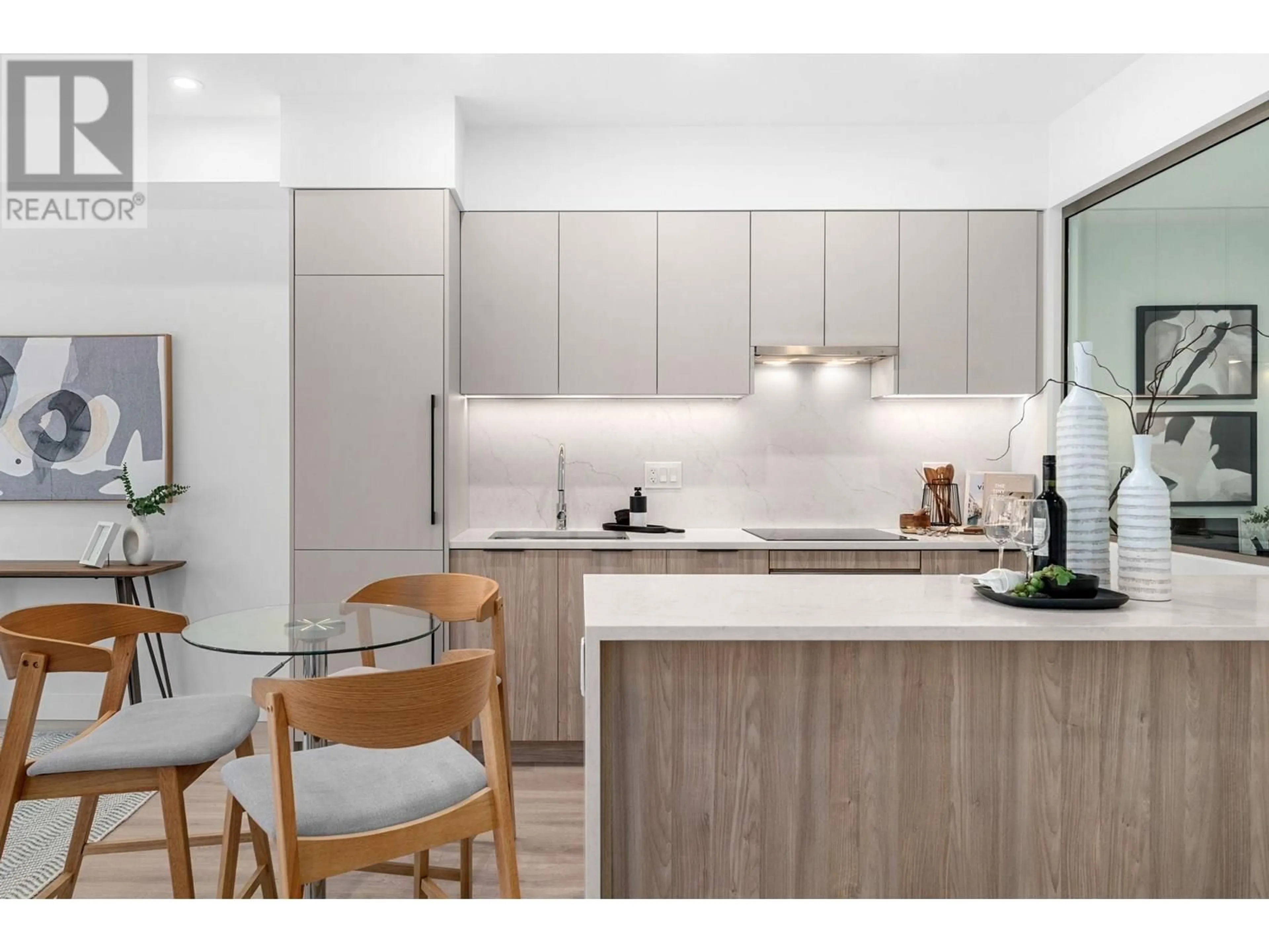 Contemporary kitchen, wood/laminate floor for 103 - 7161 17TH AVENUE, Burnaby British Columbia V3N0K1