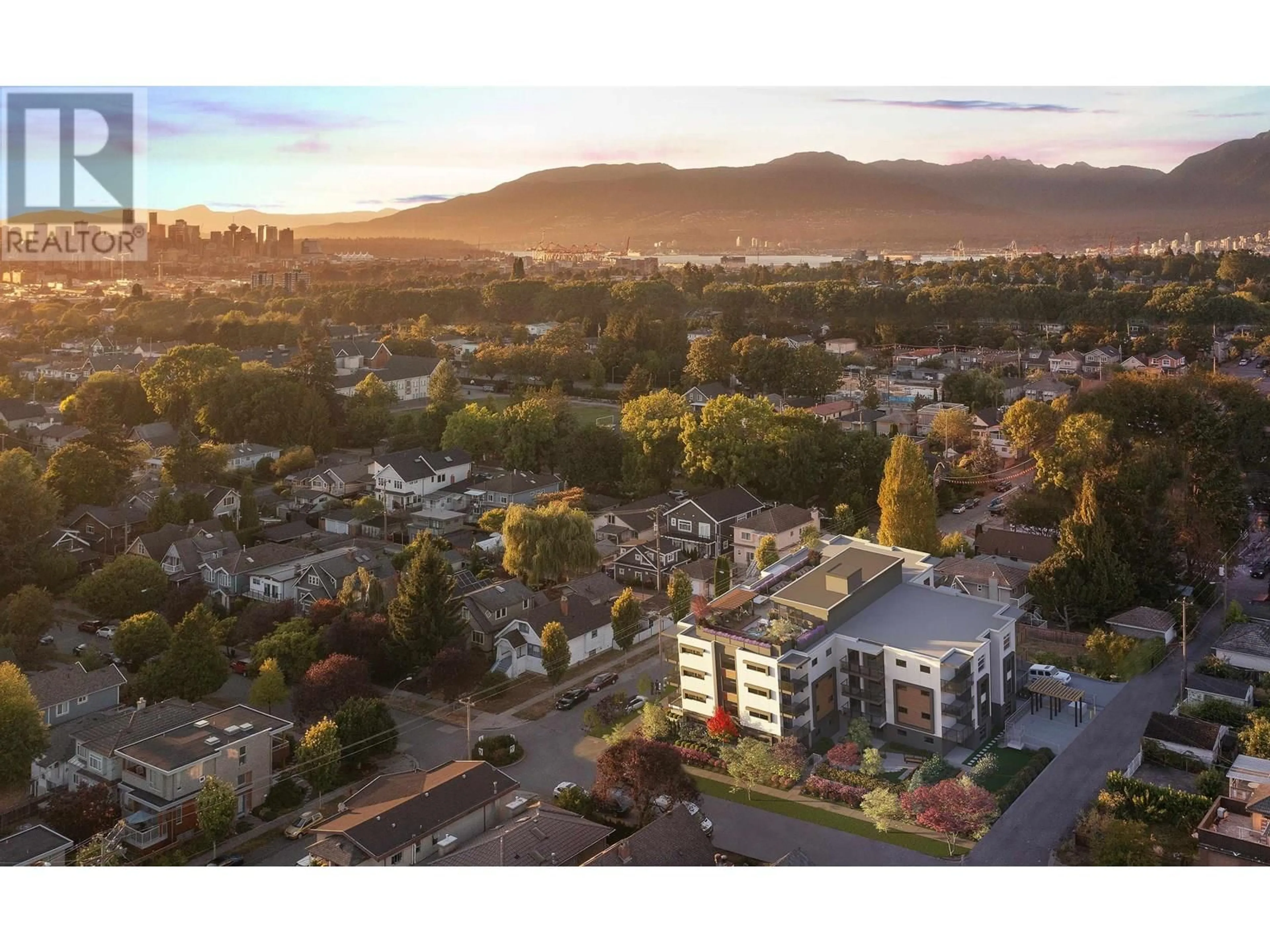 A pic from outside/outdoor area/front of a property/back of a property/a pic from drone, mountain view for 205 - 2670 GARDEN DRIVE, Vancouver British Columbia V5N4X7