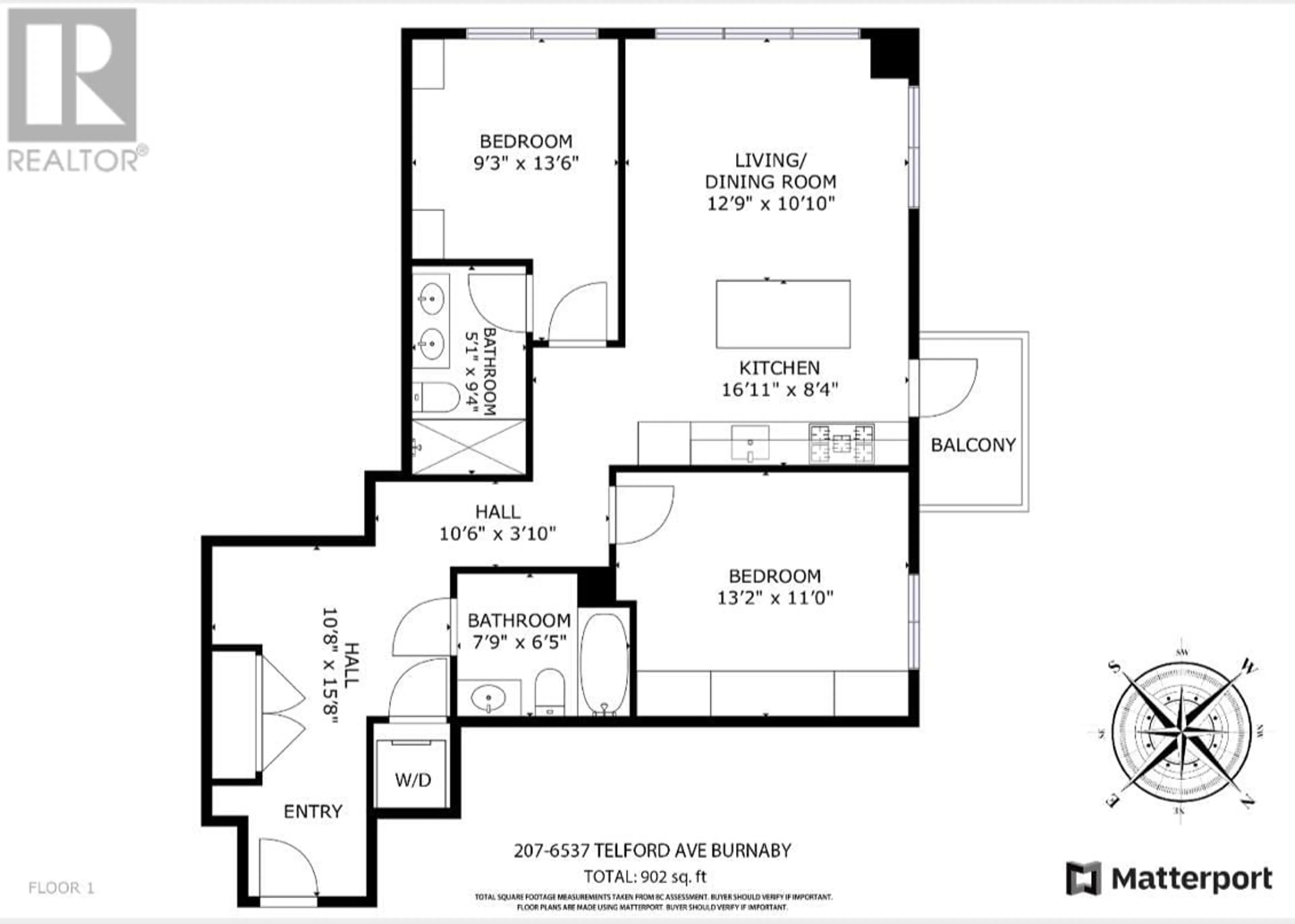 Floor plan for 207 - 6537 TELFORD AVENUE, Burnaby British Columbia V5H0K9