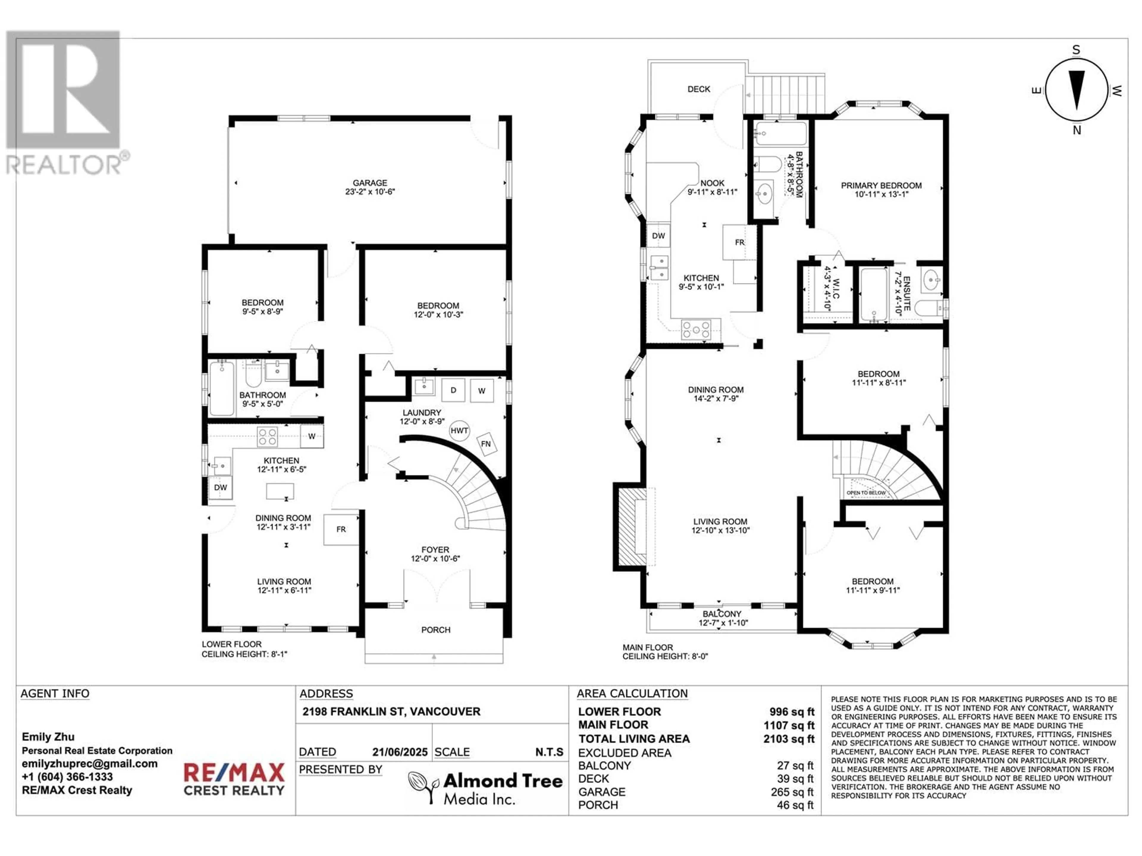 Floor plan for 2198 FRANKLIN STREET, Vancouver British Columbia V5L1R5